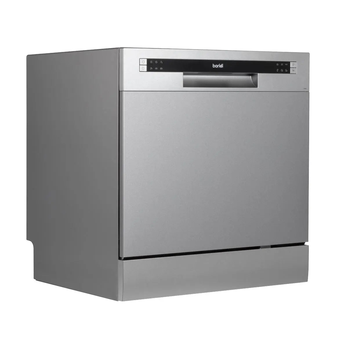 Baridi Compact Tabletop Dishwasher 8 Place Settings, 6 Programmes, Low Noise, 8L Cycle, Start Delay - Silver White Rose Tools