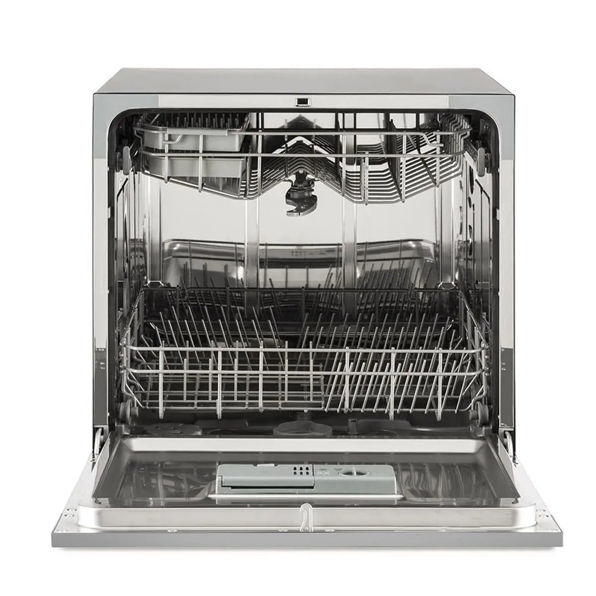 Baridi Compact Tabletop Dishwasher 8 Place Settings, 6 Programmes, Low Noise, 8L Cycle, Start Delay - Silver  White Rose Tools