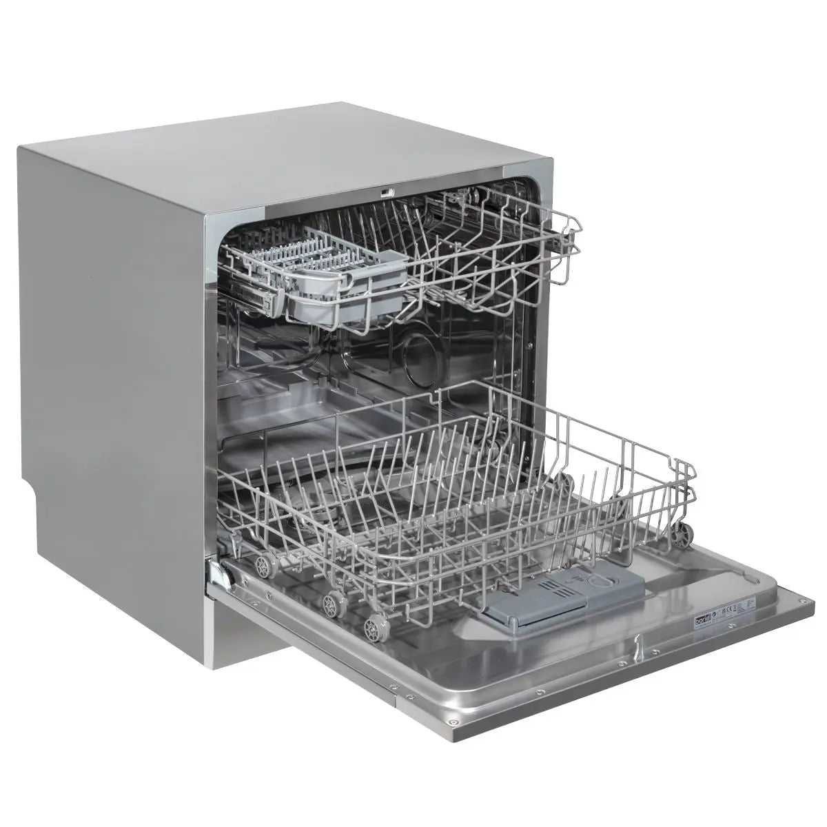 Baridi Compact Tabletop Dishwasher 8 Place Settings, 6 Programmes, Low Noise, 8L Cycle, Start Delay - Silver  White Rose Tools