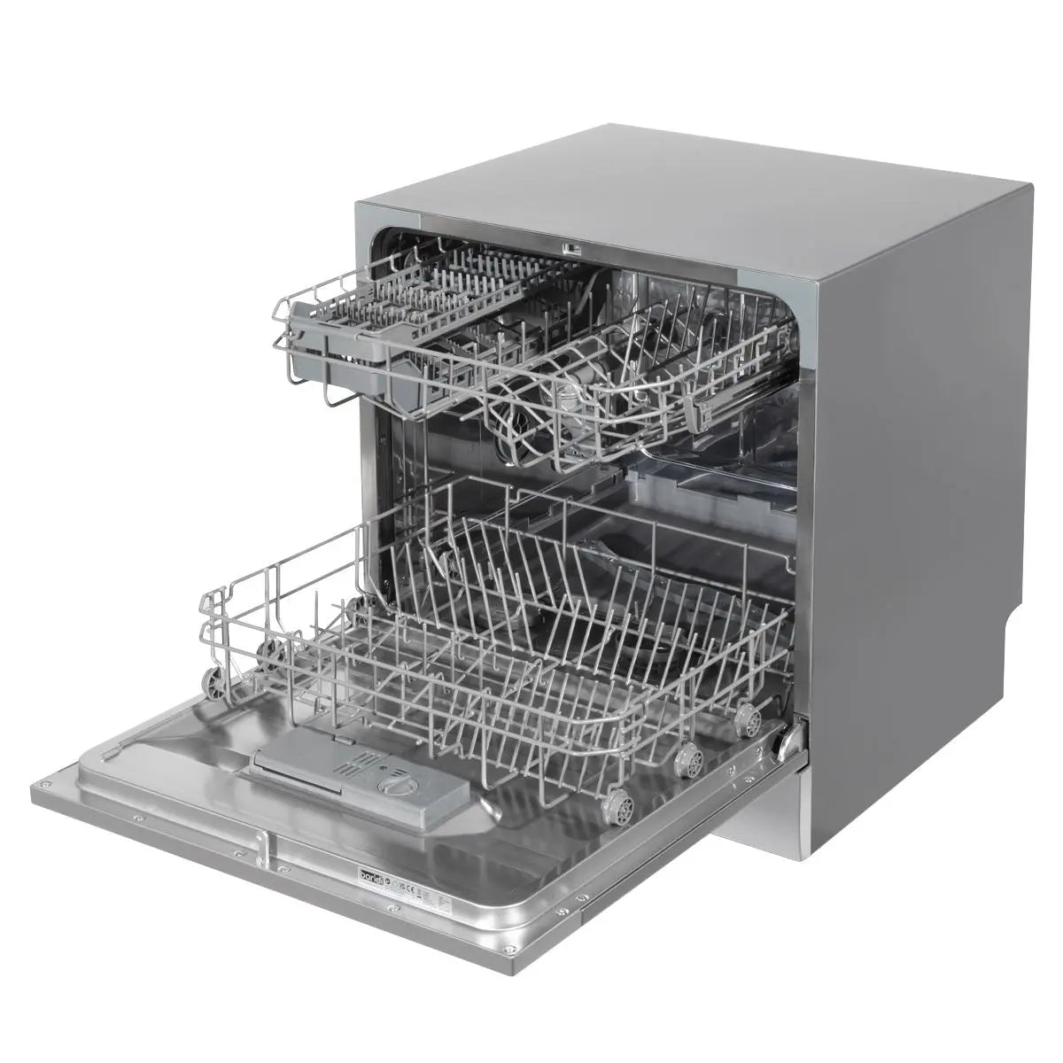 Baridi Compact Tabletop Dishwasher 8 Place Settings, 6 Programmes, Low Noise, 8L Cycle, Start Delay - Silver  White Rose Tools