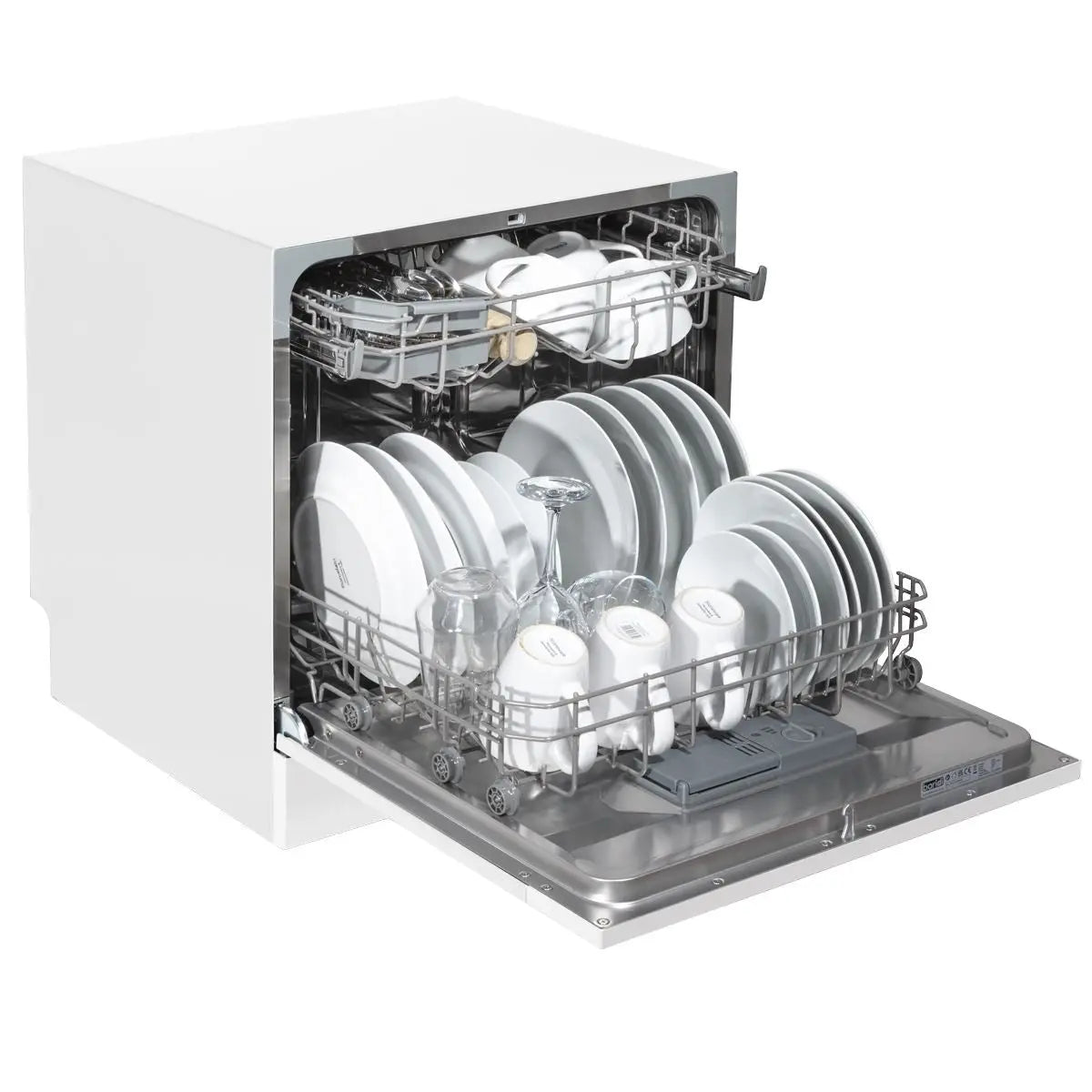 Baridi Compact Tabletop Dishwasher 8 Place Settings, 6 Programmes, Low Noise, 8L Cycle, Start Delay - White White Rose Tools