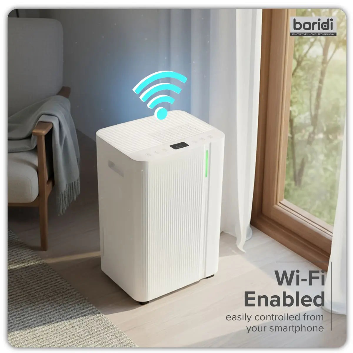 Baridi Dehumidifier with Digital Display & 24hr Timer 20L - White White Rose Tools