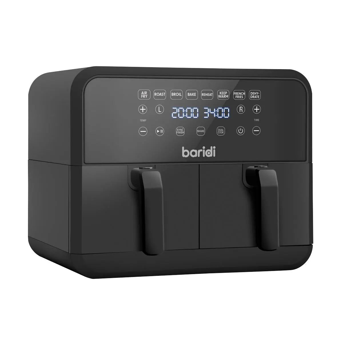 Baridi Dual Zone Air Fryer 8L with 8-in-1 Functions Touch Controls, Easy-Clean, Black - DH172 White Rose Tools