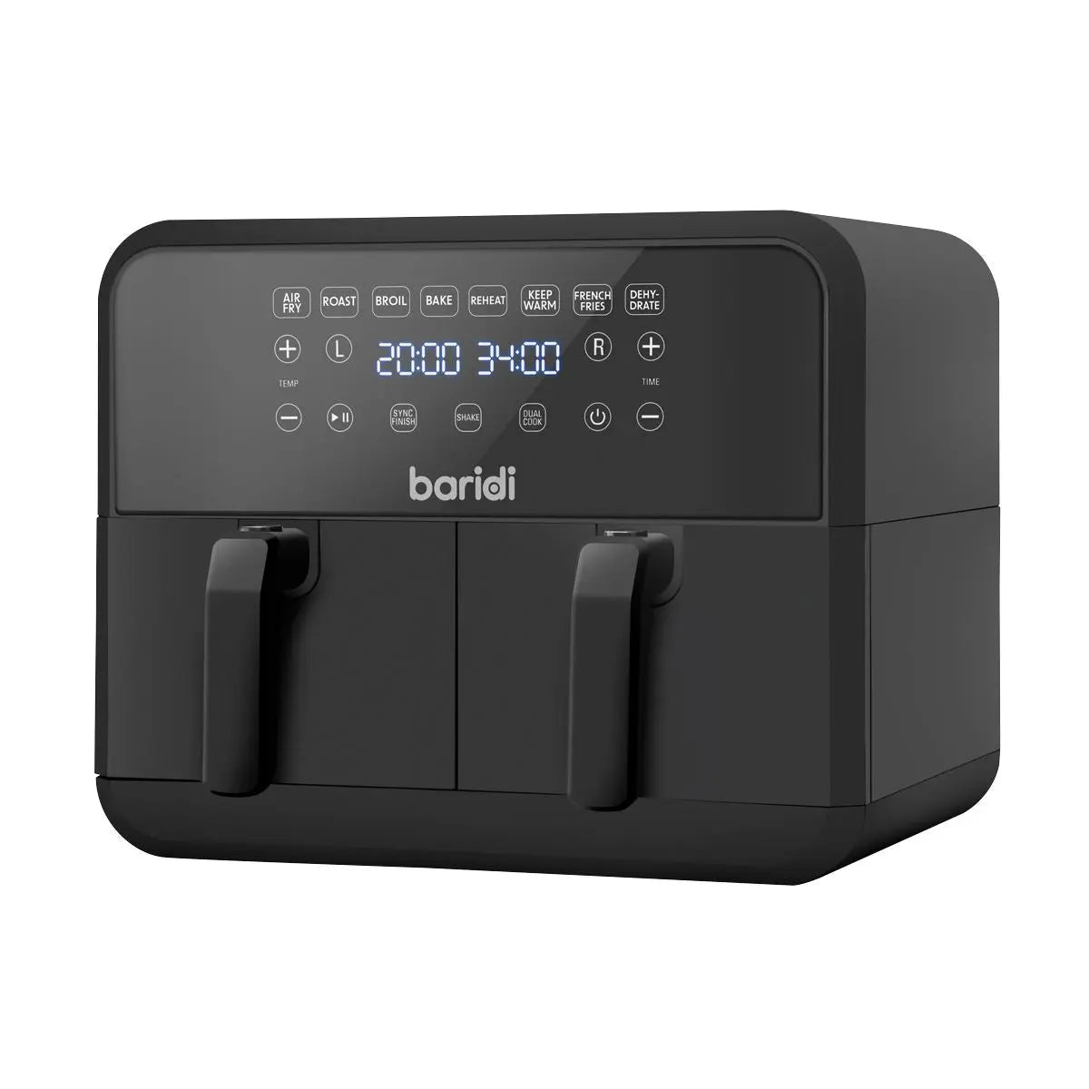 Baridi Dual Zone Air Fryer 8L with 8-in-1 Functions Touch Controls, Easy-Clean, Black - DH172  White Rose Tools