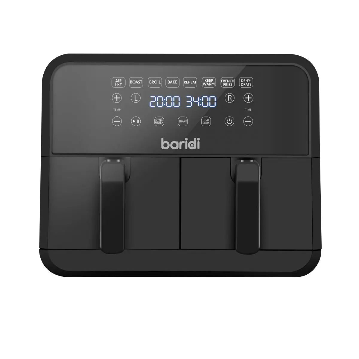 Baridi Dual Zone Air Fryer 8L with 8-in-1 Functions Touch Controls, Easy-Clean, Black - DH172  White Rose Tools