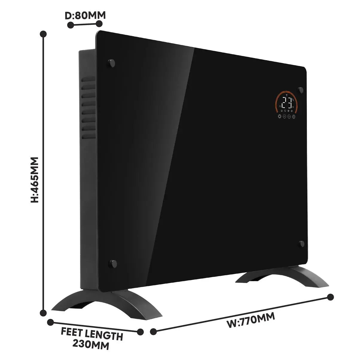 Baridi Electric Glass Panel Heater, 2000W, Thermostat Controlled Radiator with 24Hr 7 Day Timer, Wi-Fi Enabled, Remote Control, Black  White Rose Tools