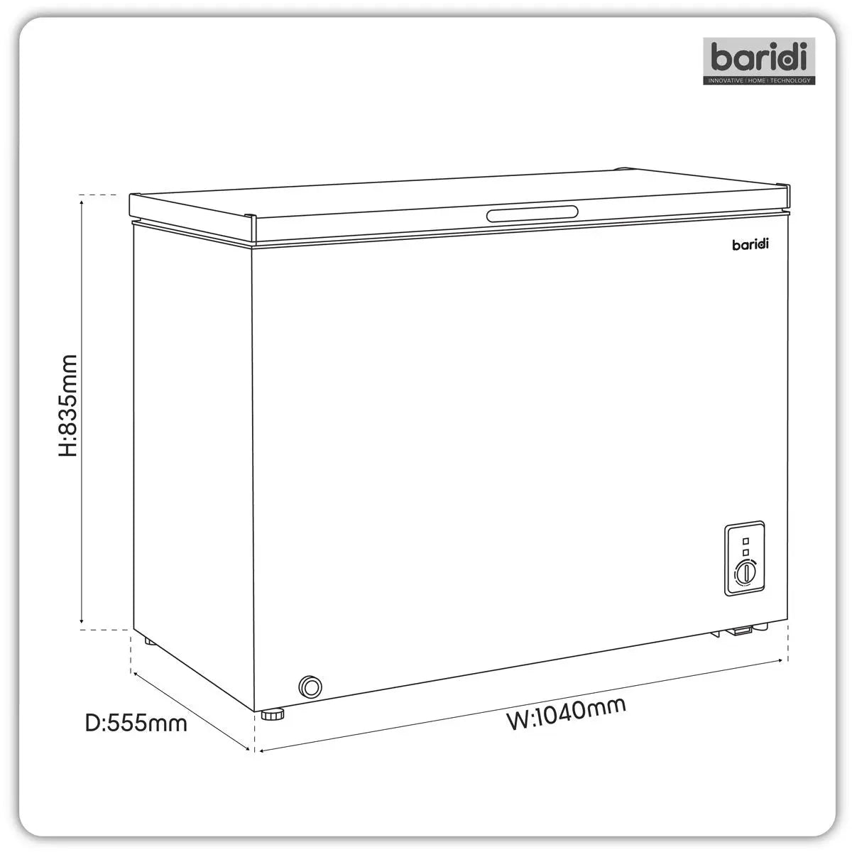 Baridi Freestanding Chest Freezer 254L Capacity - Black White Rose Tools