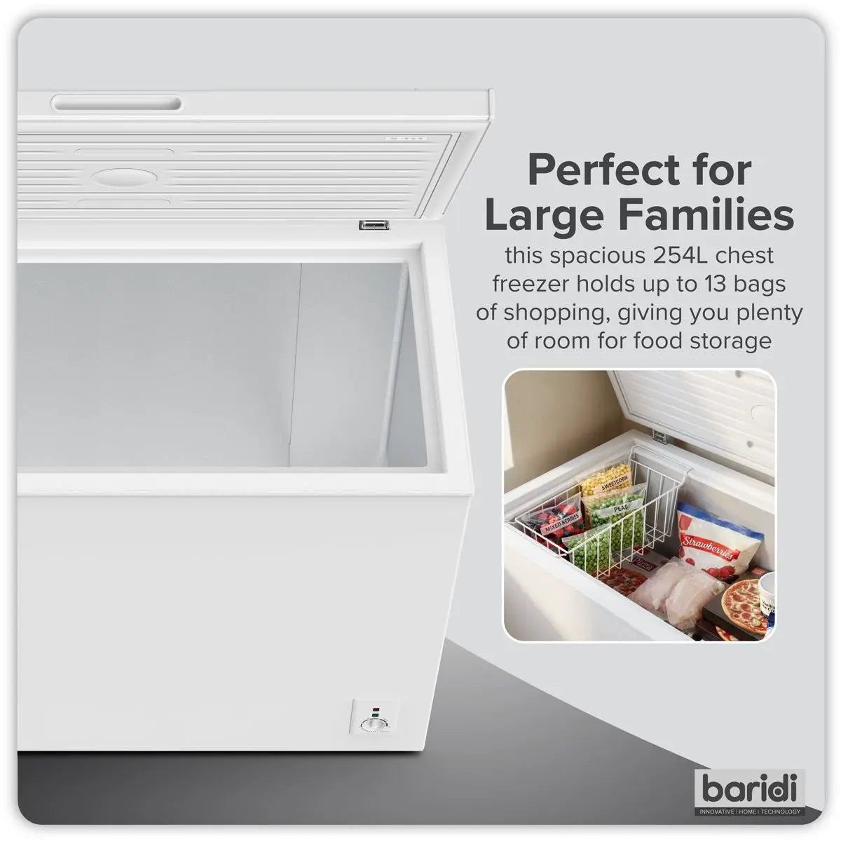 Baridi Freestanding Chest Freezer 254L Capacity - White White Rose Tools