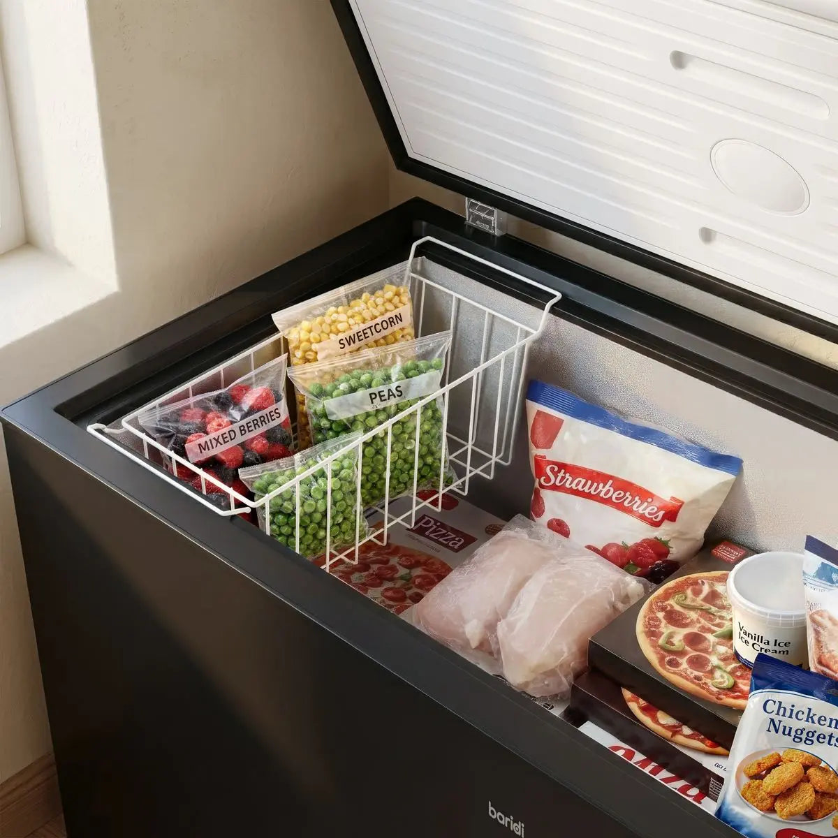Baridi Freestanding Chest Freezer 299L Capacity - Black White Rose Tools