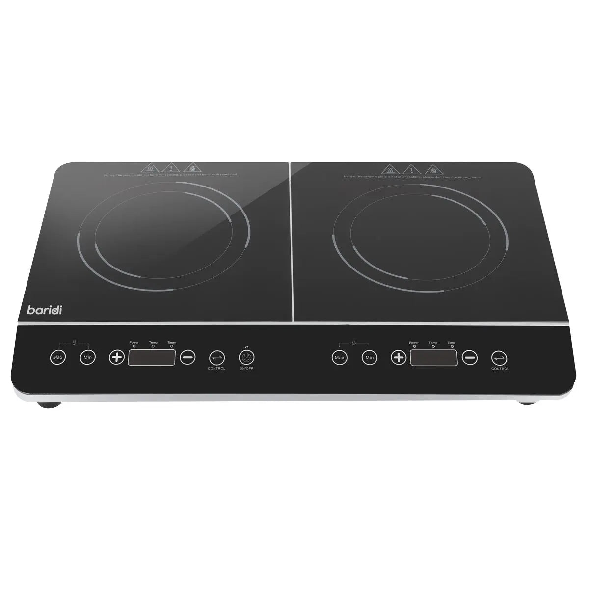 Baridi Portable Induction Hob: Two Zone Cooktop with 13A Plug, 2800W, 10 Power Settings, Touch Controls, 3-Hour Timer Function, Child Safety Lock, Black  White Rose Tools