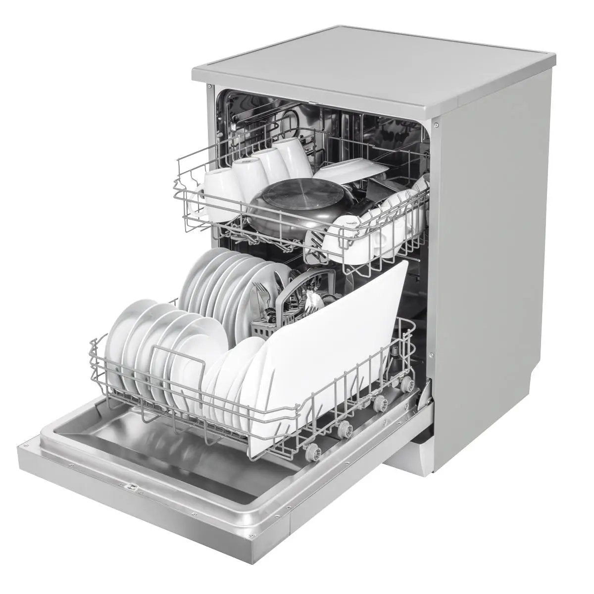 Baridi Regular Sized Freestanding Dishwasher 60cm Wide 13 Place Settings - Silver White Rose Tools