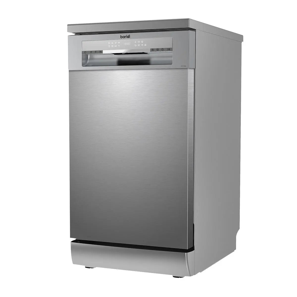 Baridi Slimline Freestanding Dishwasher, 45cm Wide with 10 Place Settings, 8 Programs & 5 Functions, LED Display, Silver  White Rose Tools