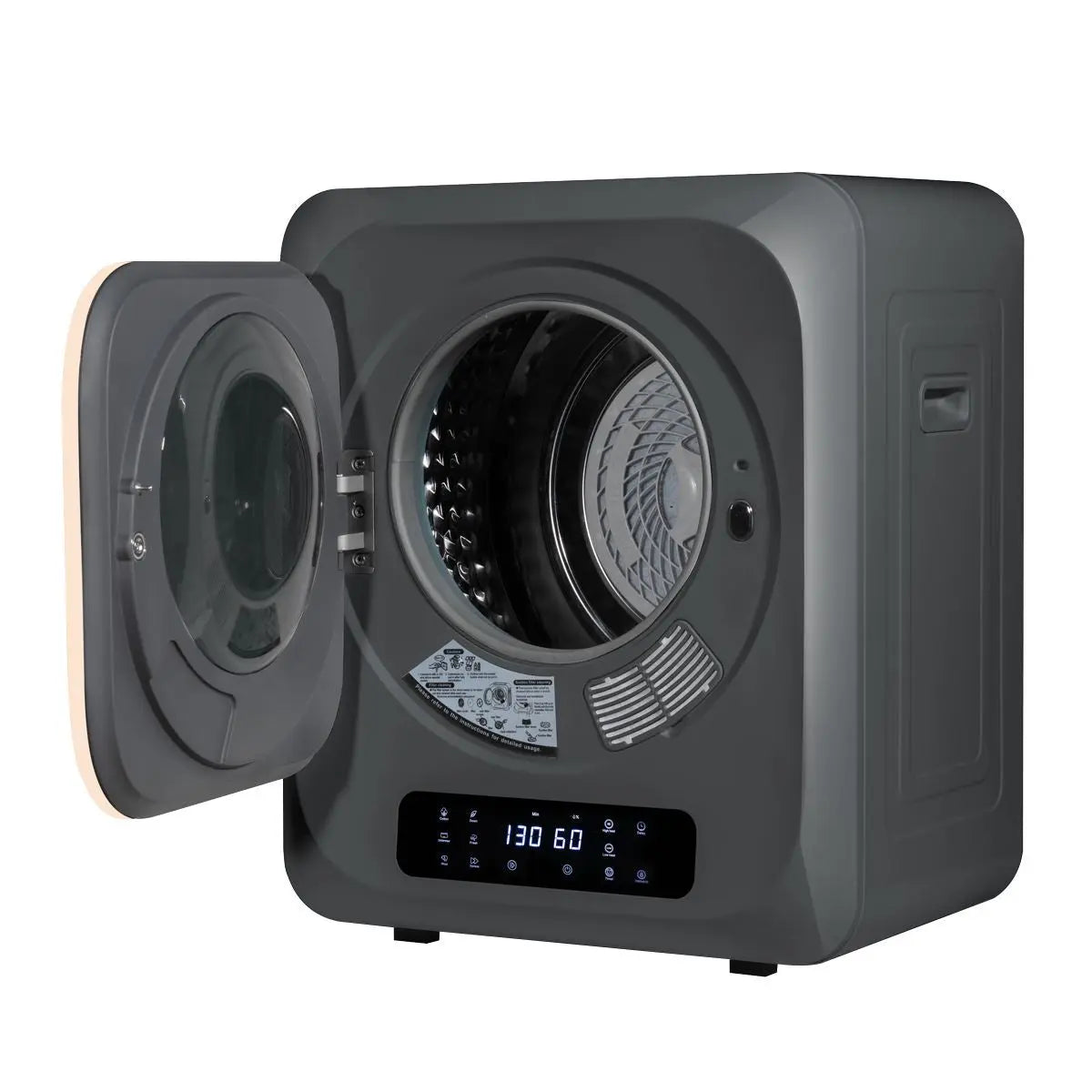 Baridi Small Tumble Dryer, Portable, 2.5kg, Vented, Perfect for Counter Top or Wall Mounted Use with Digital Controls, Compact, Black Mini Spin Dryer - DH229  White Rose Tools