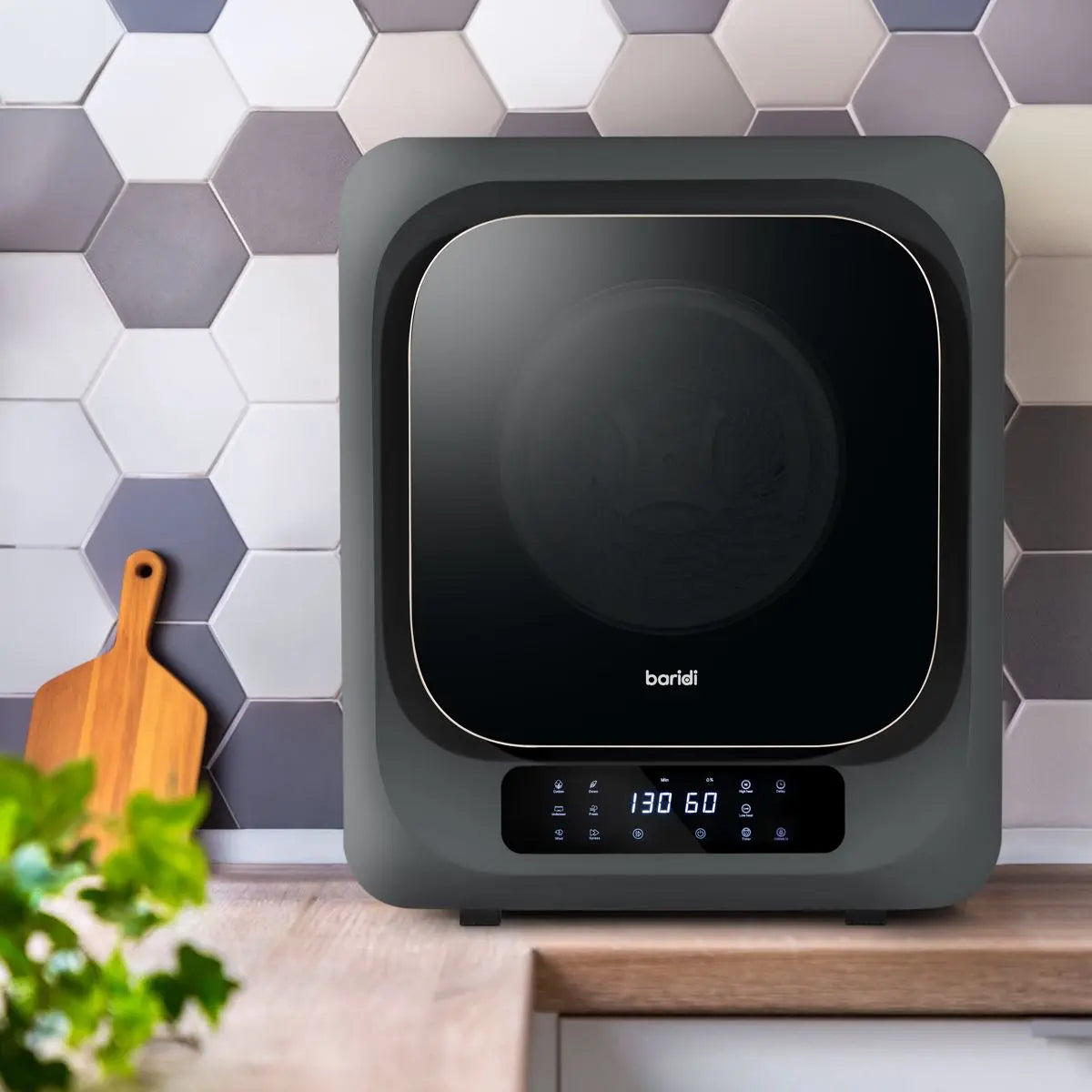 Baridi Small Tumble Dryer, Portable, 2.5kg, Vented, Perfect for Counter Top or Wall Mounted Use with Digital Controls, Compact, Black Mini Spin Dryer - DH229  White Rose Tools