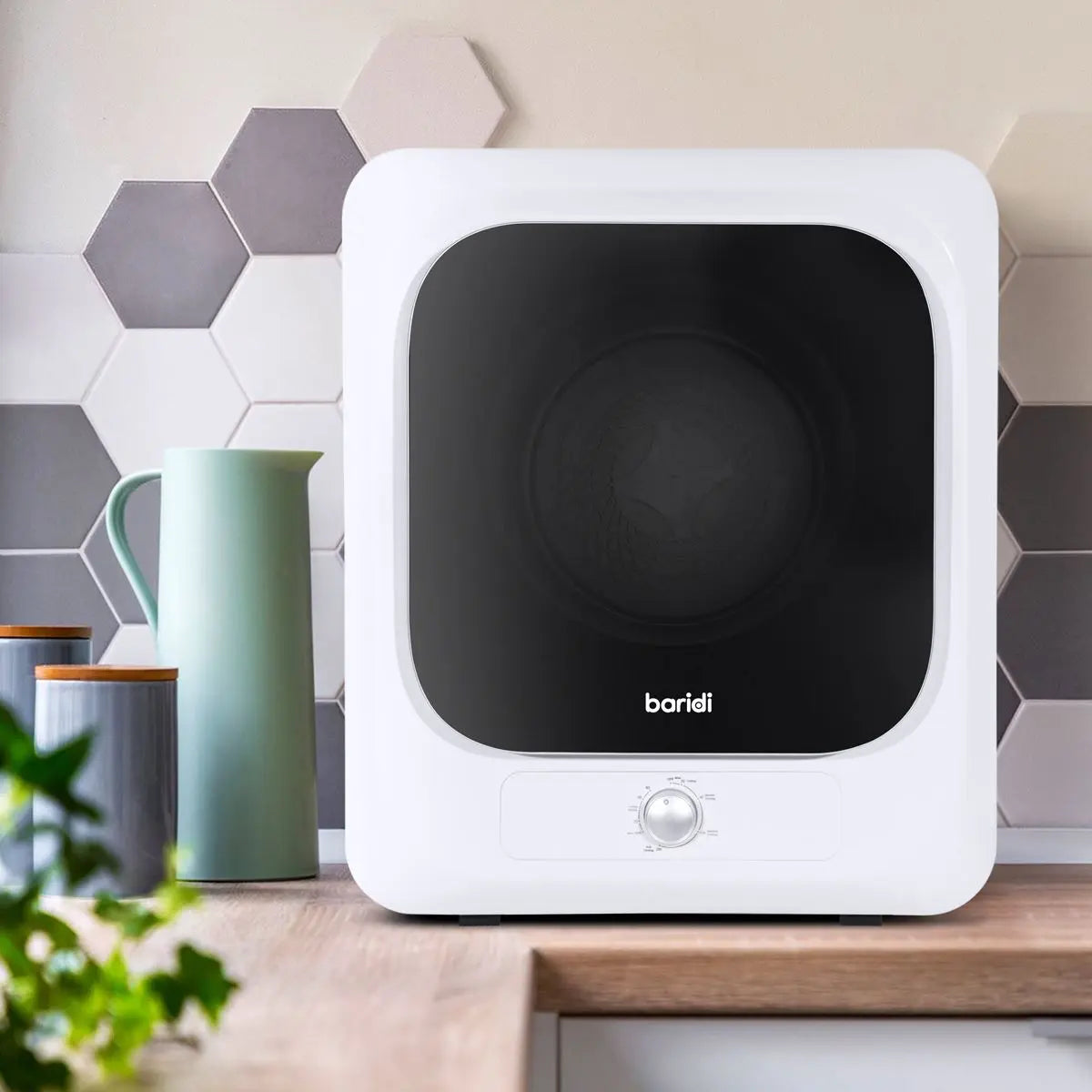 Baridi Small Tumble Dryer, Portable, 2.5kg, Vented, Perfect for Counter Top or Wall Mounted Use with Mechanical Controls, Compact, Mini Spin Dryer - DH192  White Rose Tools