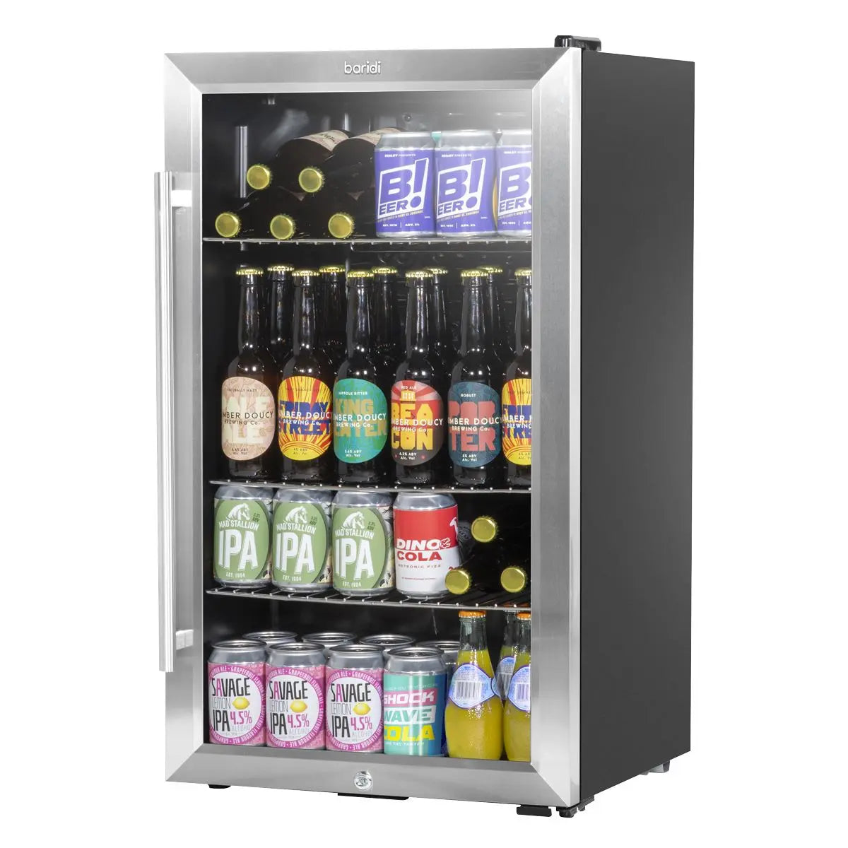 Baridi Under Counter Wine/Drink/Beverage Cooler/Fridge, Built-In Thermostat, Energy Class E, 85 Litre - Stainless Steel  White Rose Tools