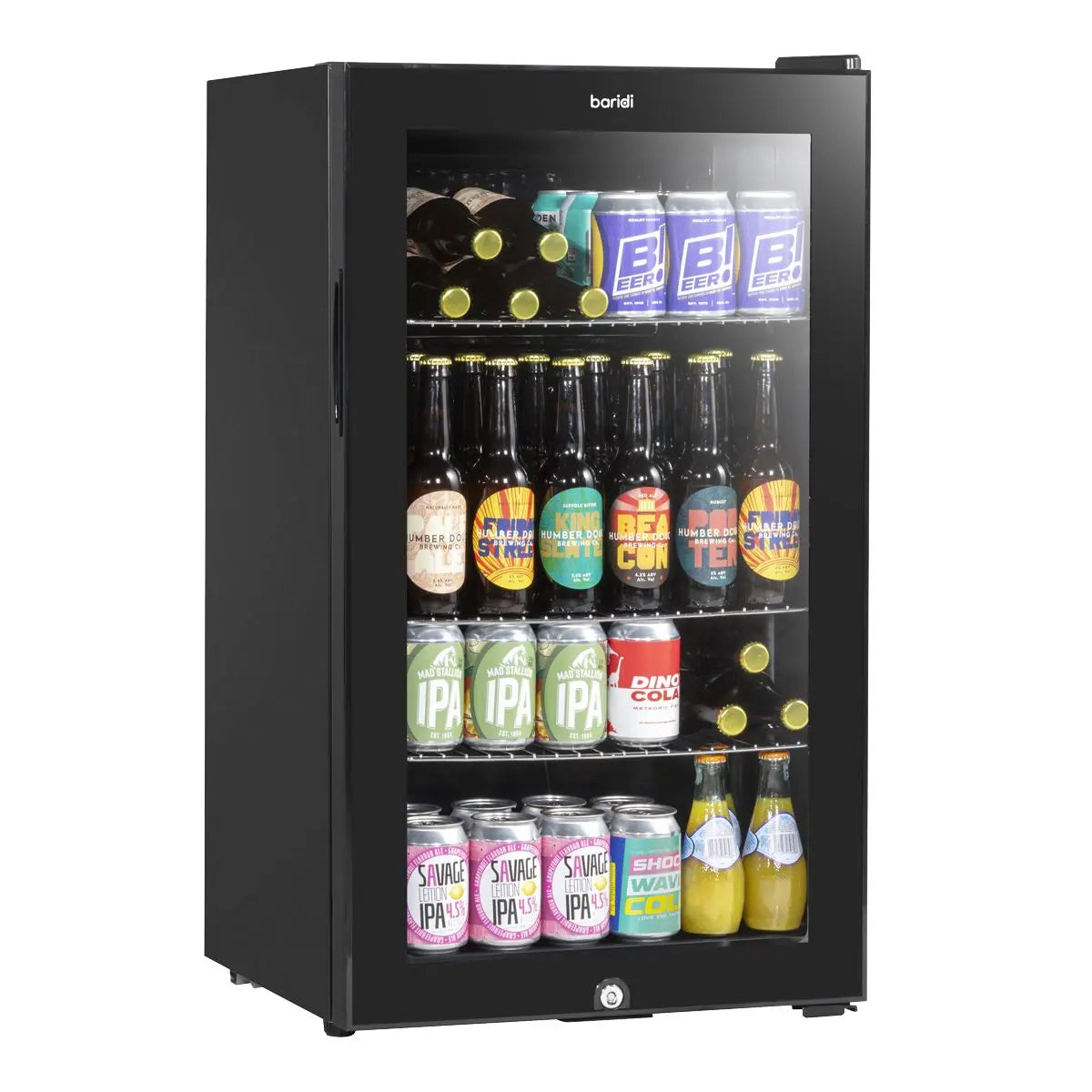 Baridi Under Counter Wine/Drink/Beverage Cooler/Fridge, Built-In Thermostat, Light, Security Lock, 85 Litre – Black  White Rose Tools