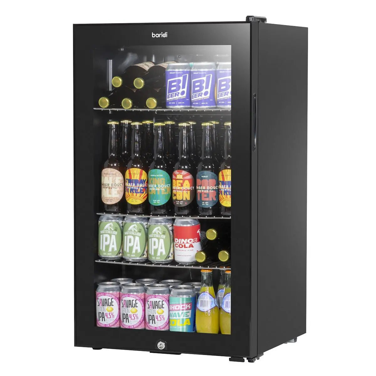 Baridi Under Counter Wine/Drink/Beverage Cooler/Fridge, Built-In Thermostat, Light, Security Lock, 85 Litre – Black  White Rose Tools