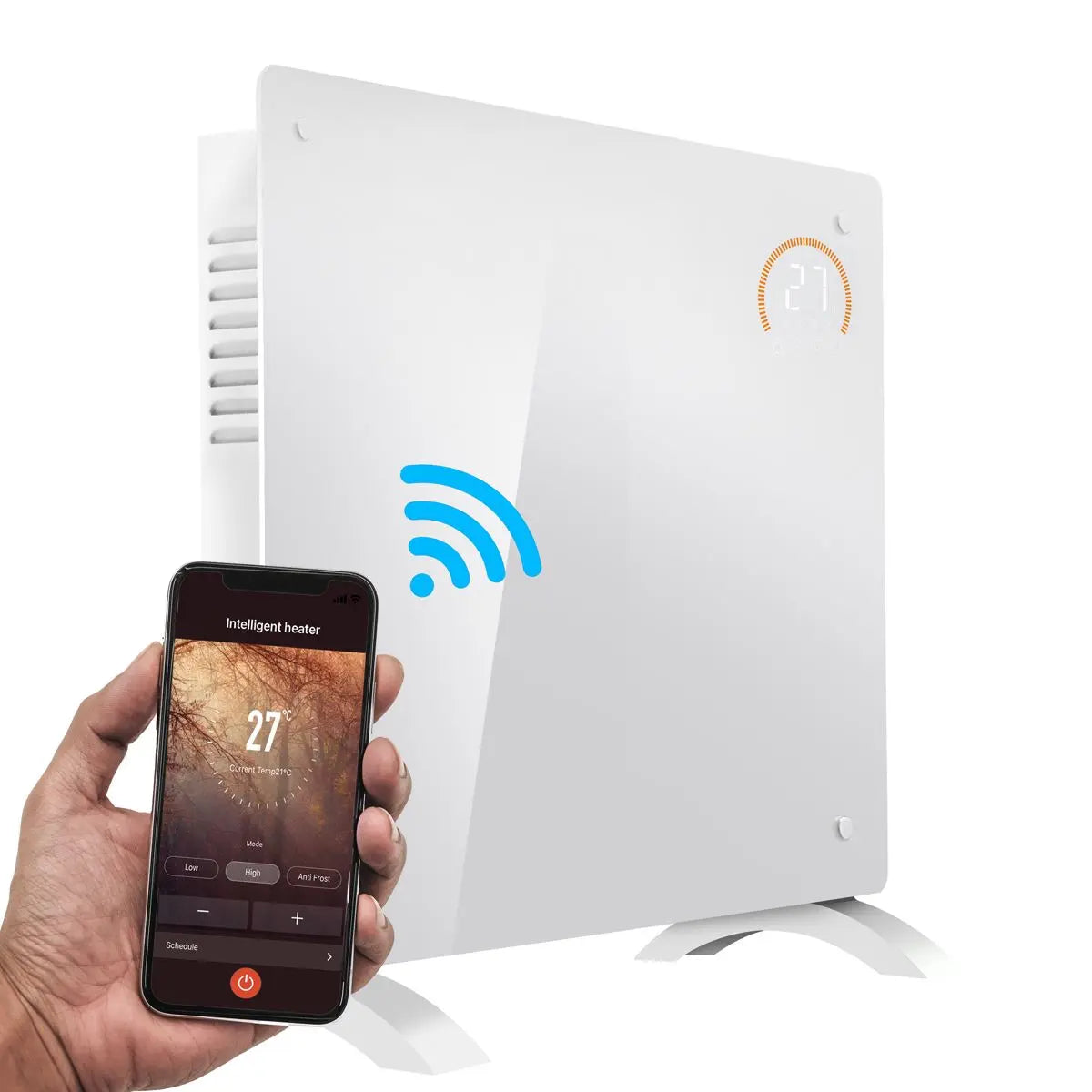 Baridi, Electric Glass Panel Heater, 1000W, Wi-Fi Enabled, White - DH136 White Rose Tools