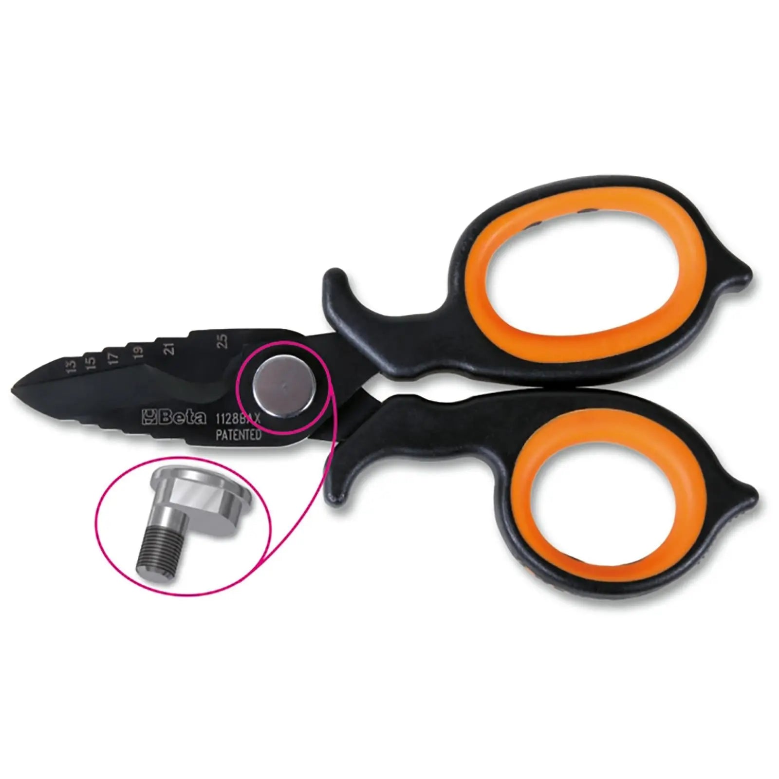 Beta Double Acting Electricians Scissors DLC Diamond Like Carbon Stainless Steel 150mm 1128BAX  White Rose Tools