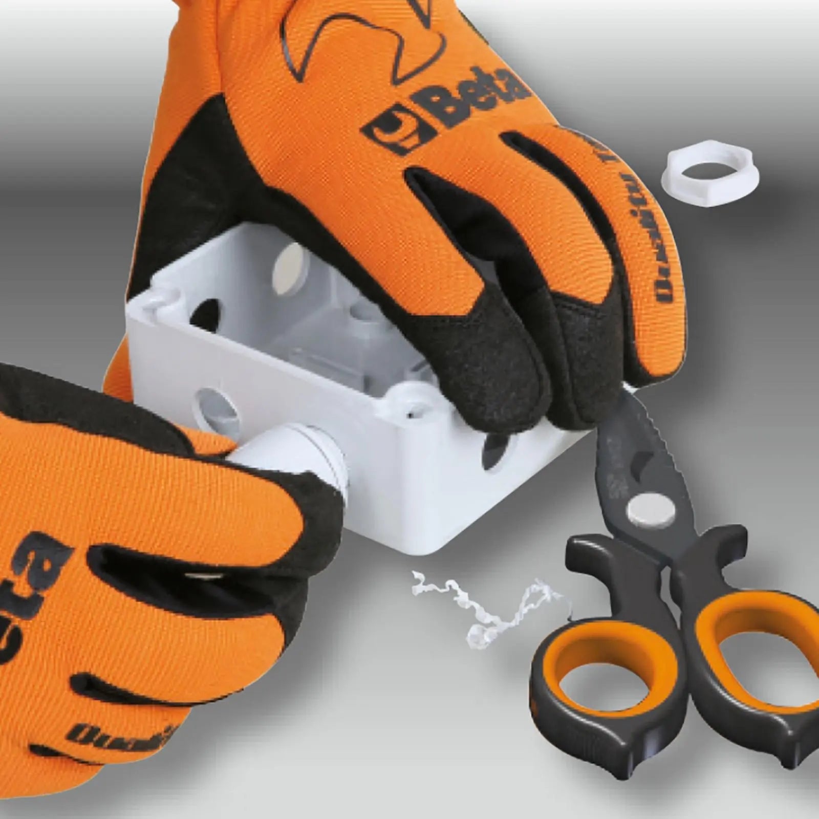 Beta Double Acting Electricians Scissors DLC Diamond Like Carbon Stainless Steel 150mm 1128BAX  White Rose Tools