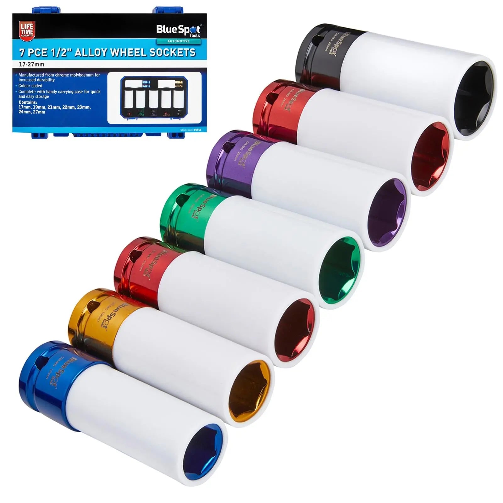 BlueSpot Alloy Wheel Impact Socket Set 1/2" Drive 7 Piece 17-27mm