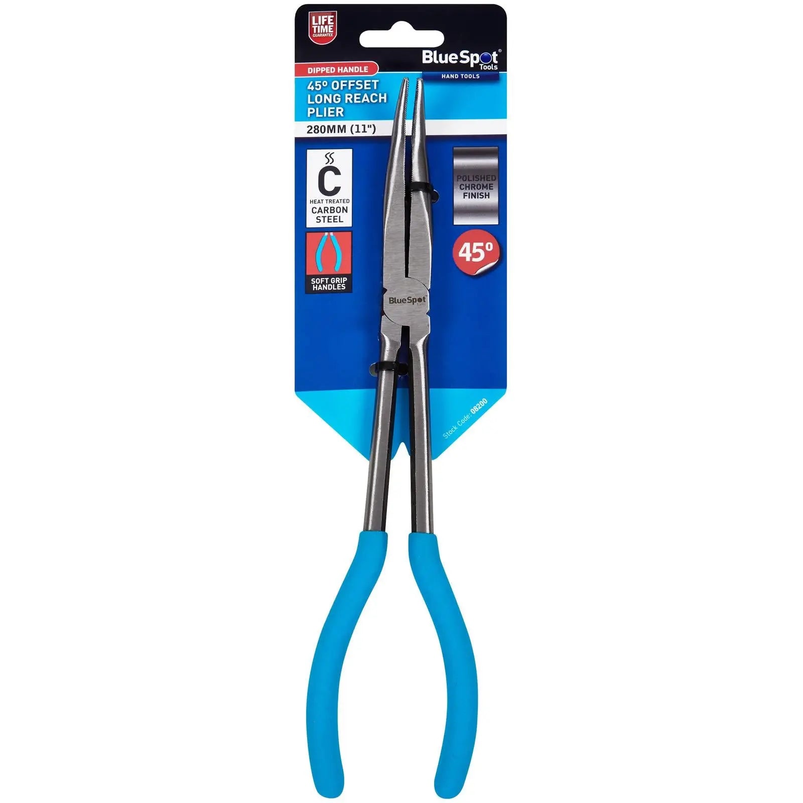 BlueSpot Bent Nose Long Reach Pliers 45 Degree 280mm White Rose Tools