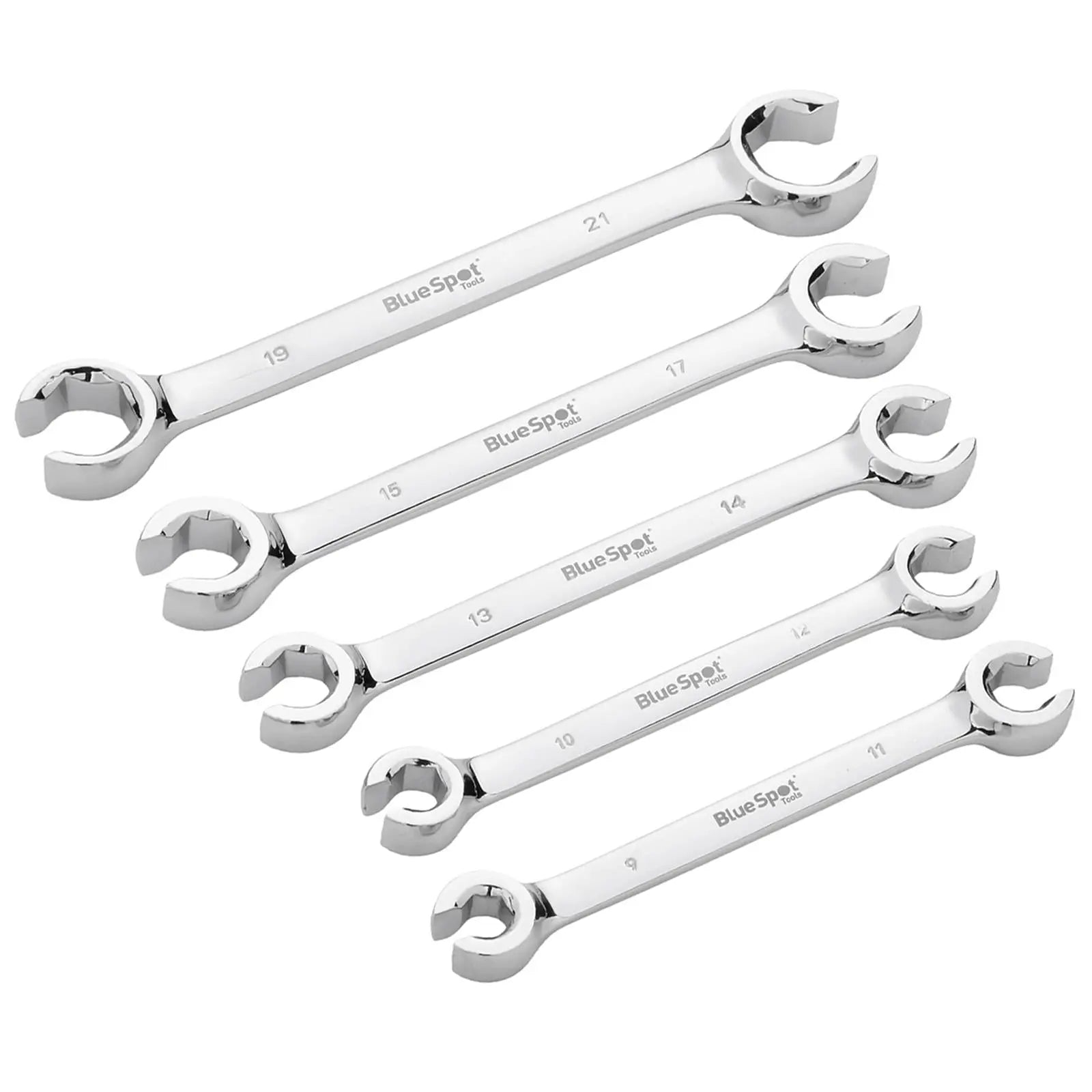 BlueSpot Brake Pipe Flare Nut Spanner Set 9-21mm 5 Piece