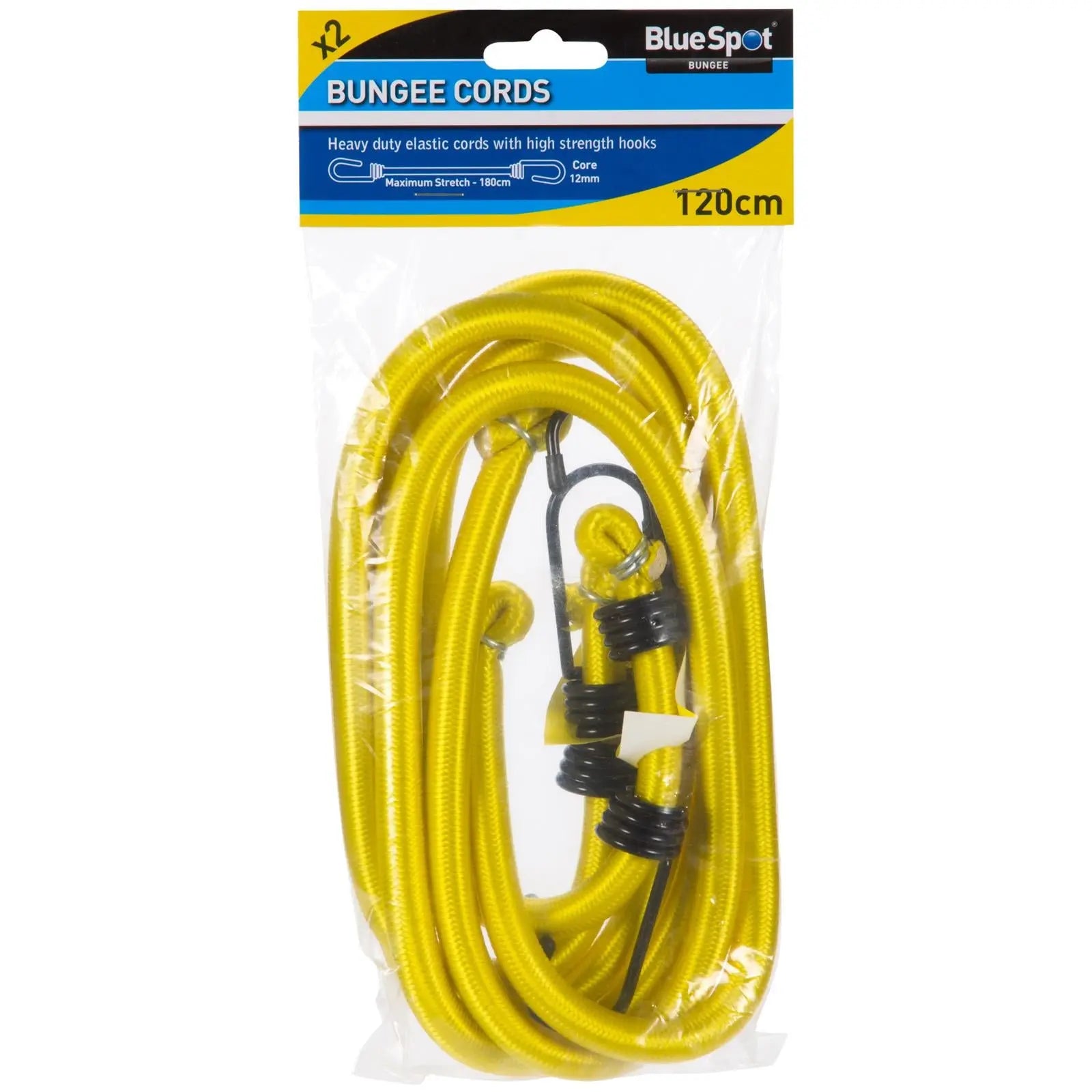 BlueSpot Bungee Cord Set 120cm Yellow 2 Piece White Rose Tools