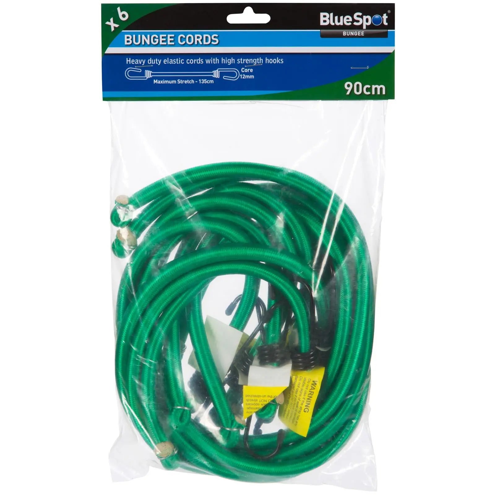 BlueSpot Bungee Cord Set 90cm Green 6 Piece White Rose Tools