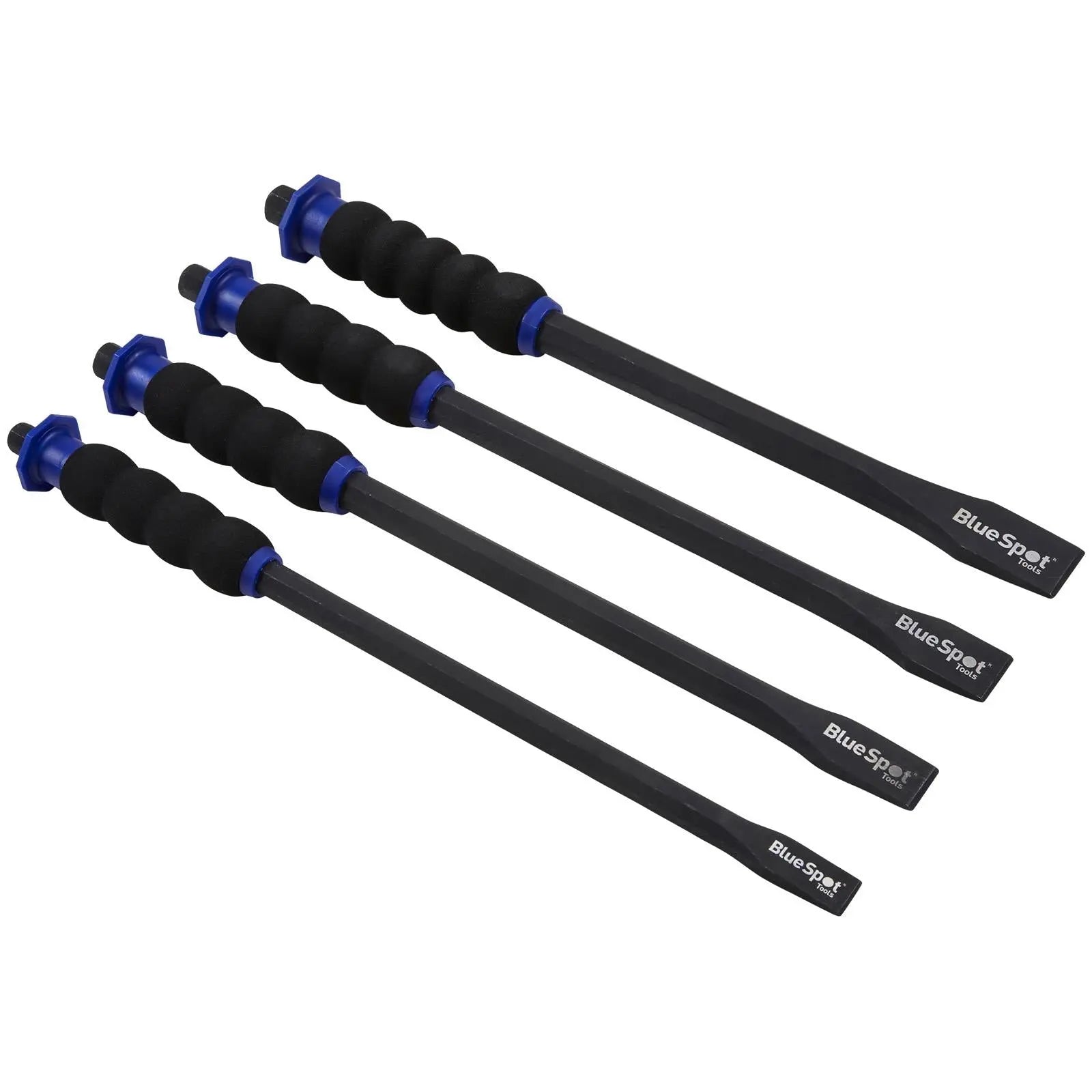BlueSpot Cold Chisel Set Extra Long in EVA Foam 4 Piece 300mm 12-22mm White Rose Tools