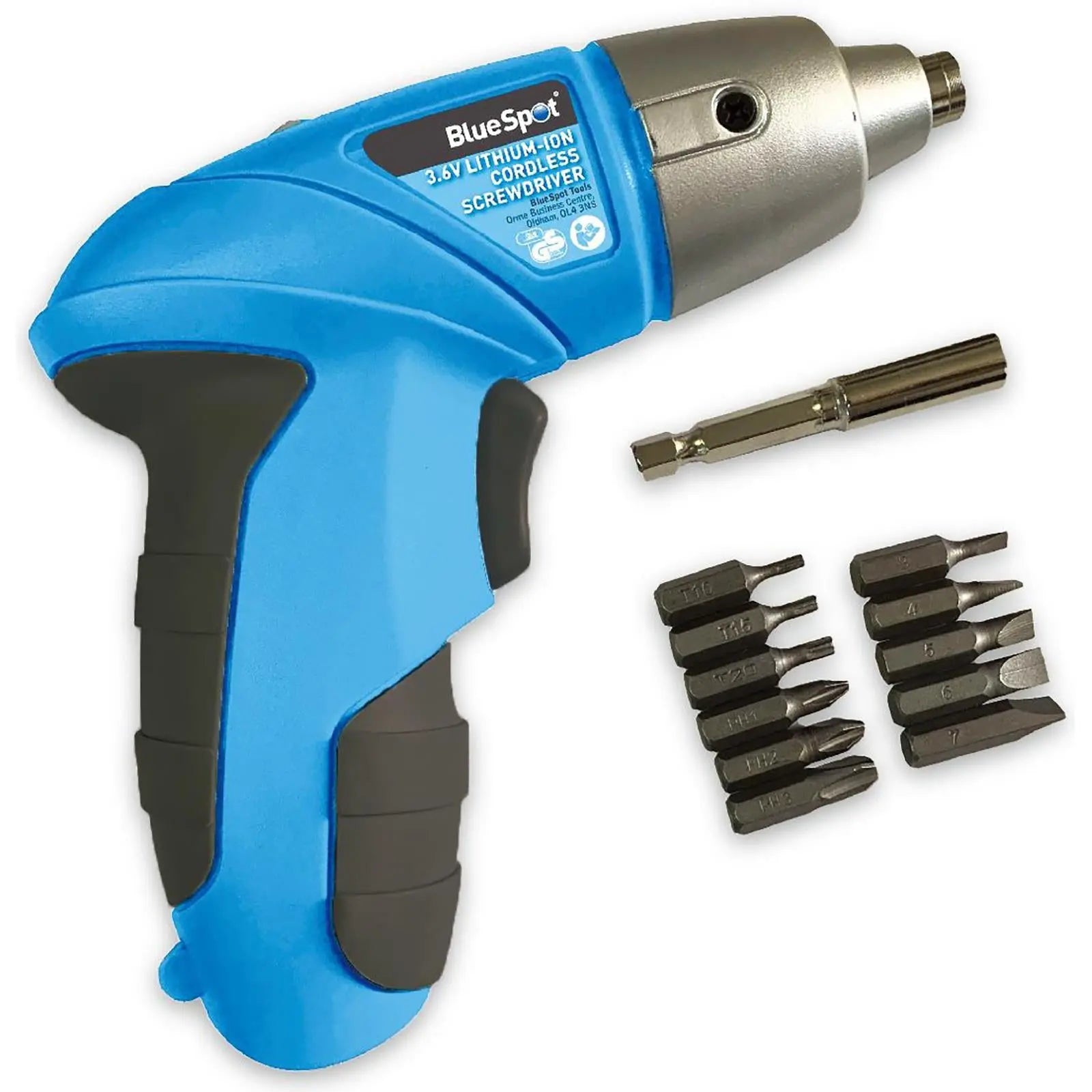BlueSpot Cordless Screwdriver 3.6V Li-ion with 11 Screwdriver Bits