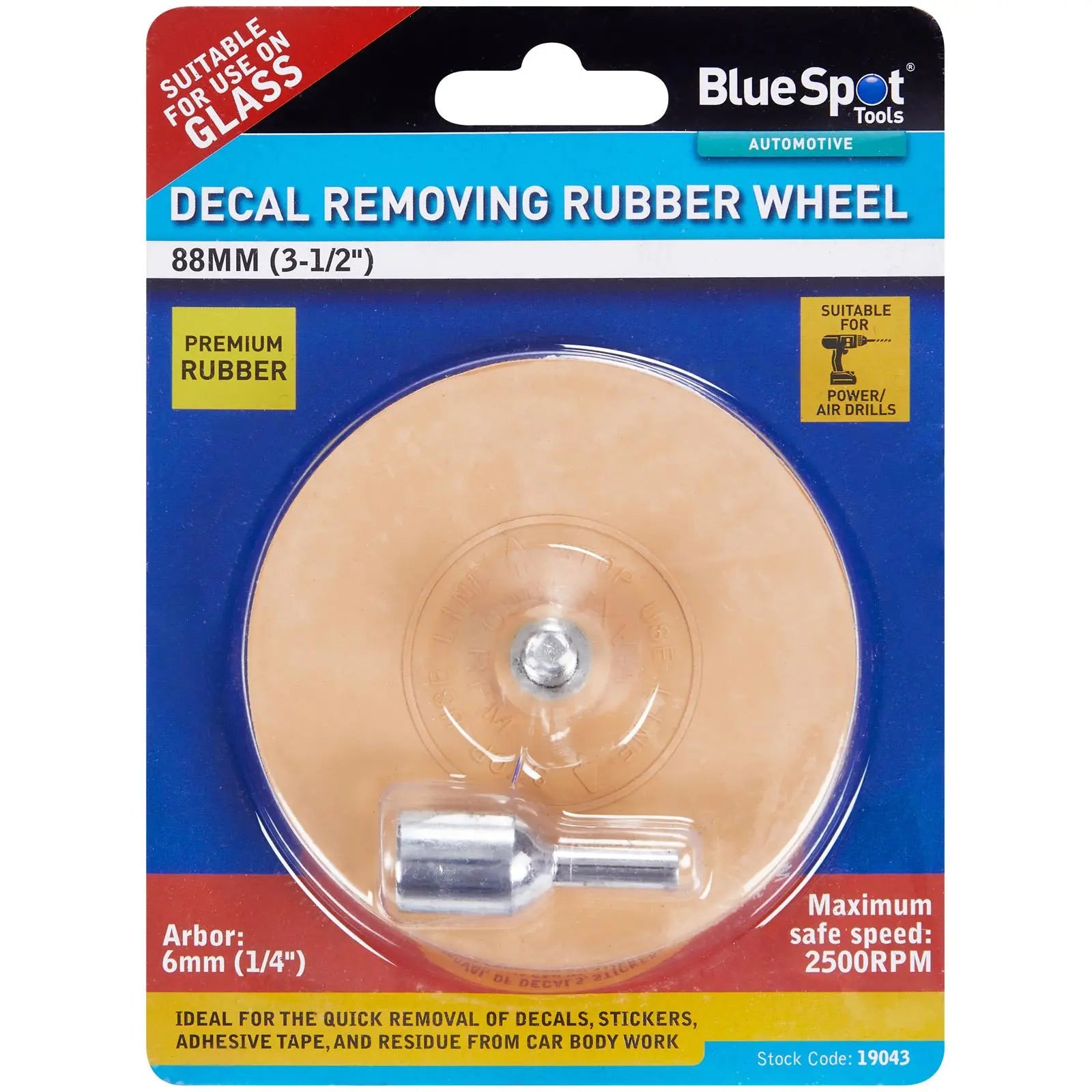 BlueSpot Decal Removing Rubber Wheel 88mm 3 1/2 White Rose Tools