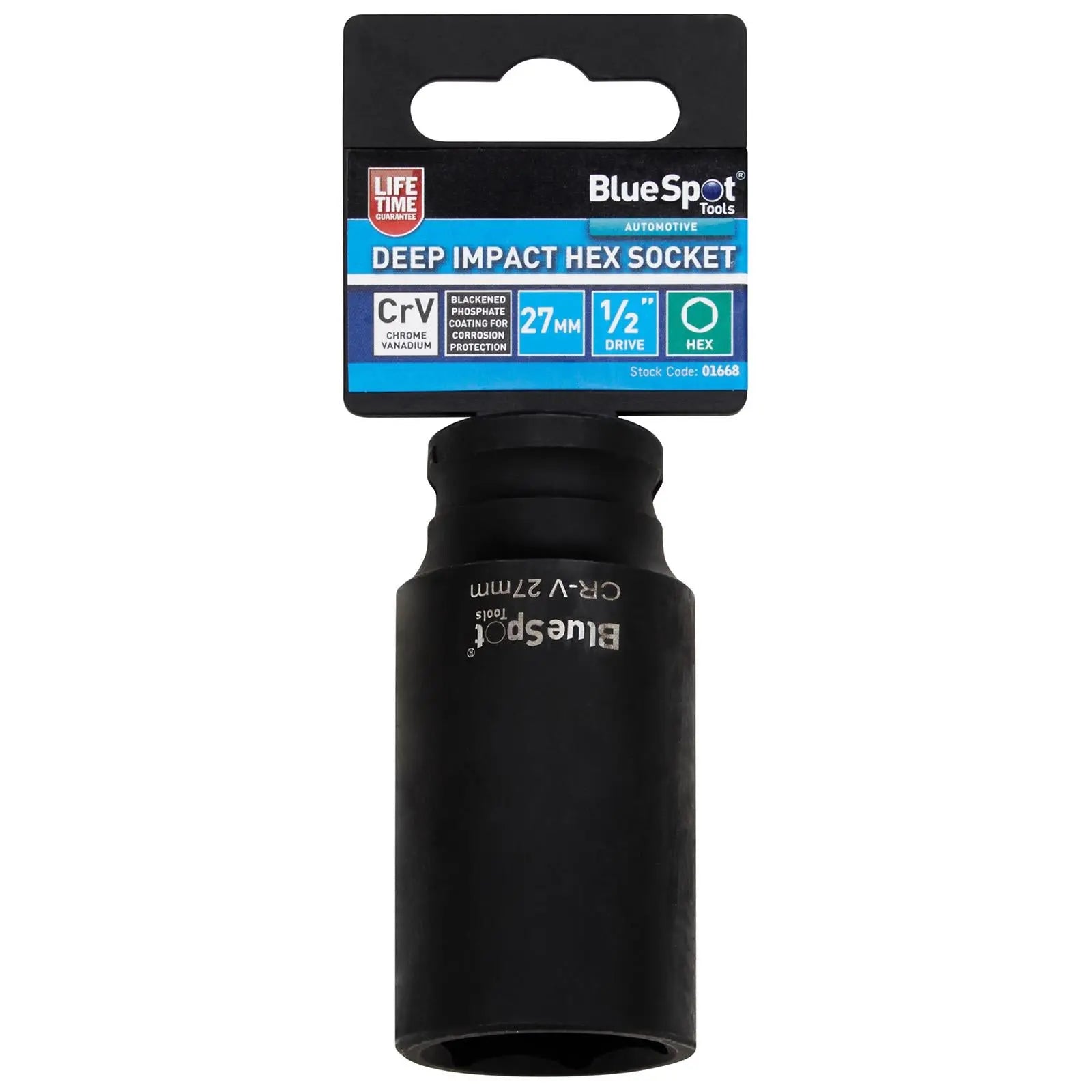 BlueSpot Deep Impact Socket 1/2" Drive 6 Point Hex Individual 8-41mm - Choose Size  White Rose Tools