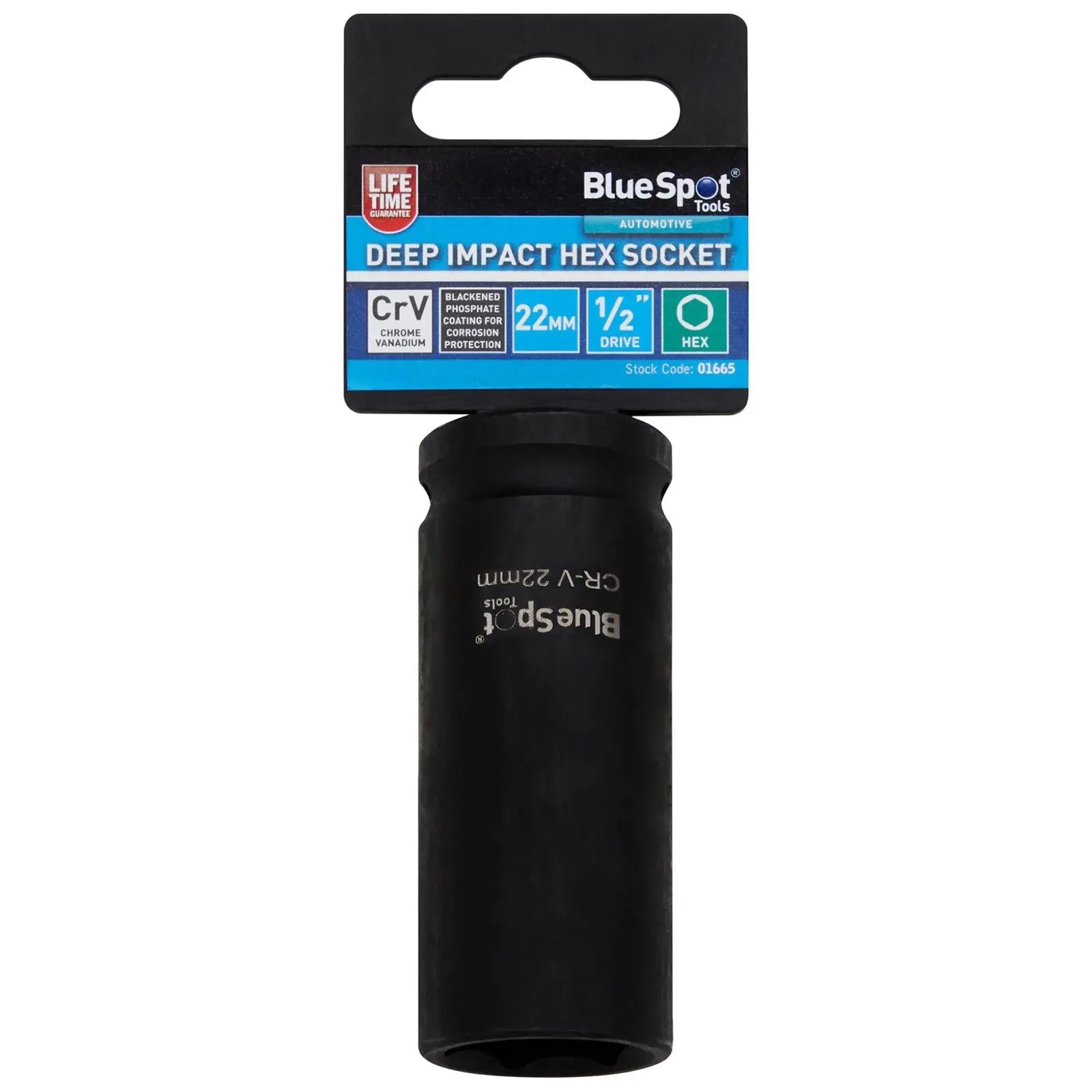 BlueSpot Deep Impact Socket 1/2" Drive 6 Point Hex Individual 8-41mm - Choose Size  White Rose Tools
