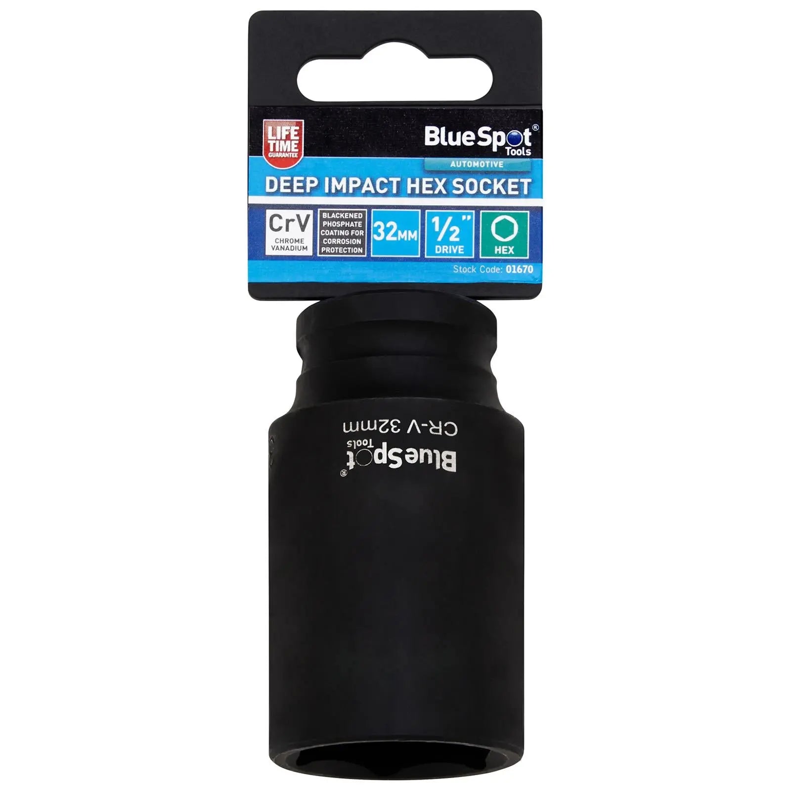 BlueSpot Deep Impact Socket 1/2" Drive 6 Point Hex Individual 8-41mm - Choose Size  White Rose Tools