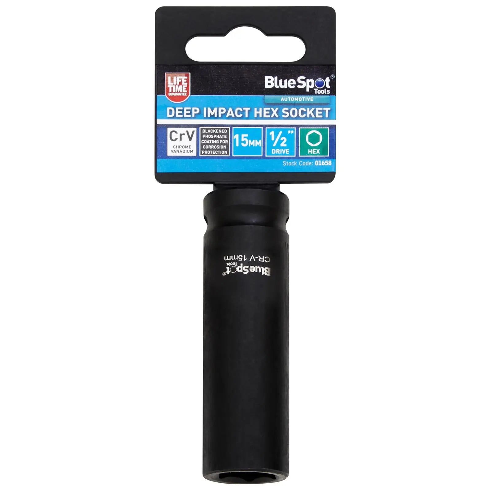 BlueSpot Deep Impact Socket 1/2" Drive 6 Point Hex Individual 8-41mm - Choose Size  White Rose Tools