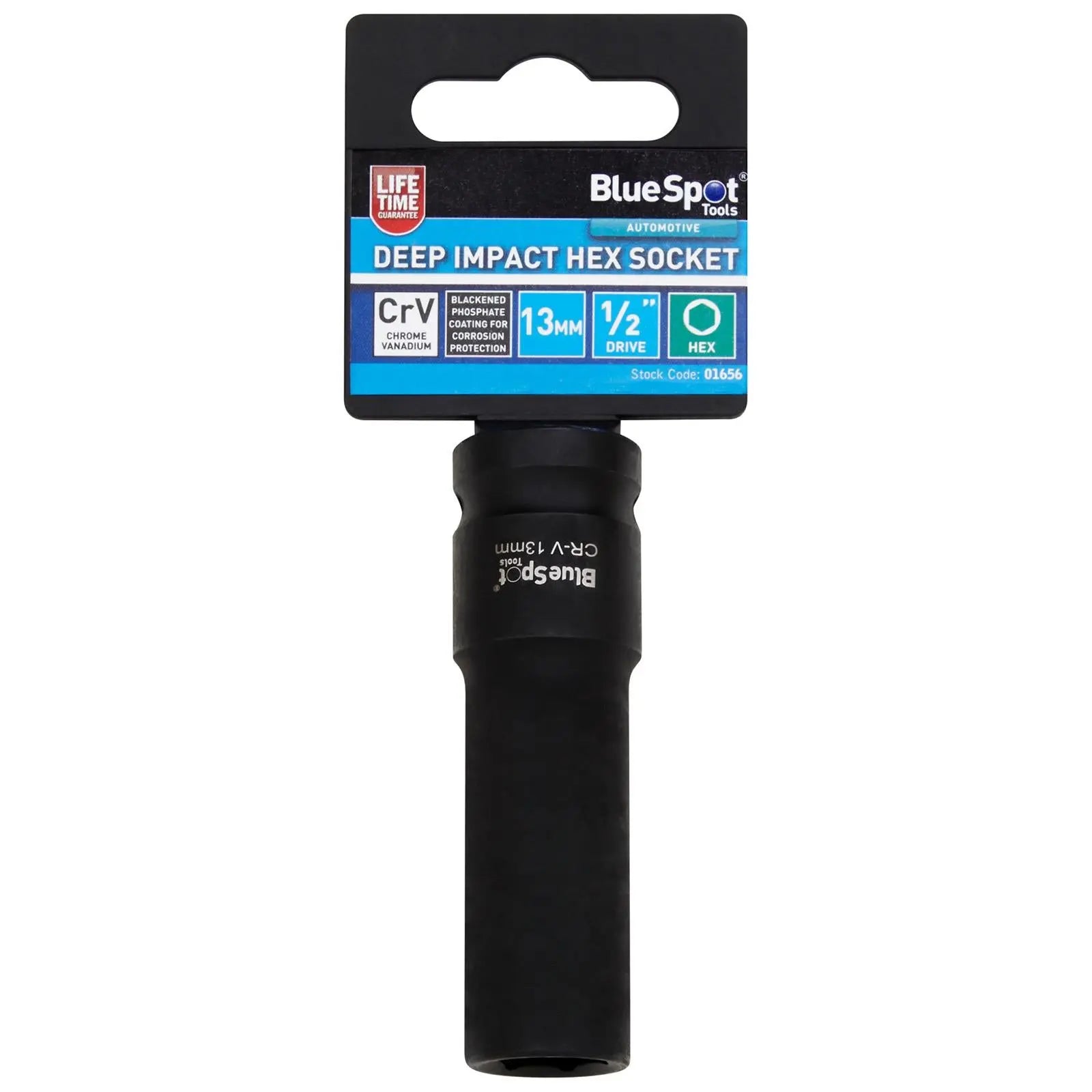 BlueSpot Deep Impact Socket 1/2" Drive 6 Point Hex Individual 8-41mm - Choose Size  White Rose Tools