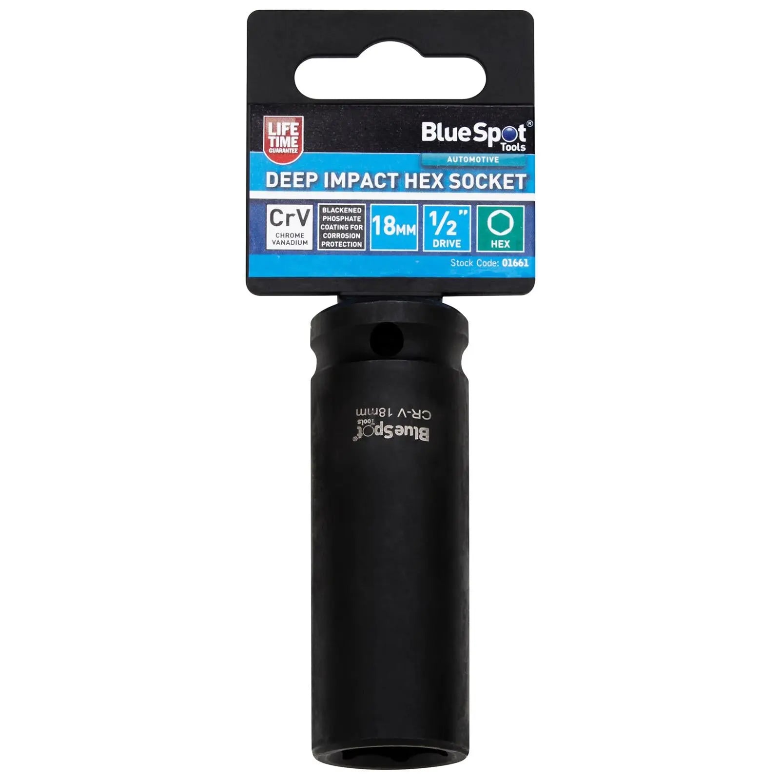 BlueSpot Deep Impact Socket 1/2" Drive 6 Point Hex Individual 8-41mm - Choose Size  White Rose Tools