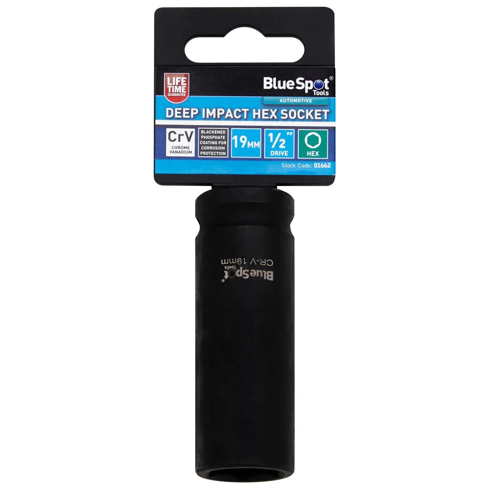 BlueSpot Deep Impact Socket 1/2" Drive 6 Point Hex Individual 8-41mm - Choose Size  White Rose Tools