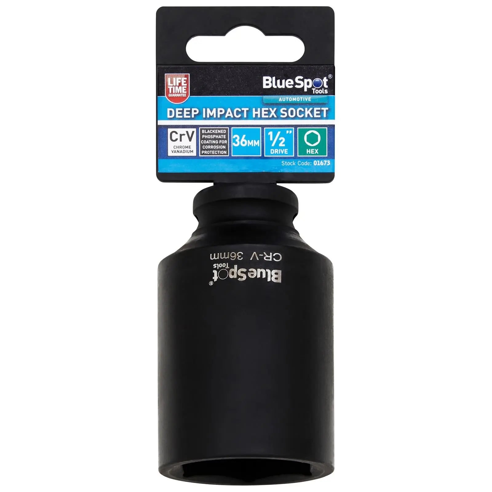 BlueSpot Deep Impact Socket 1/2" Drive 6 Point Hex Individual 8-41mm - Choose Size  White Rose Tools