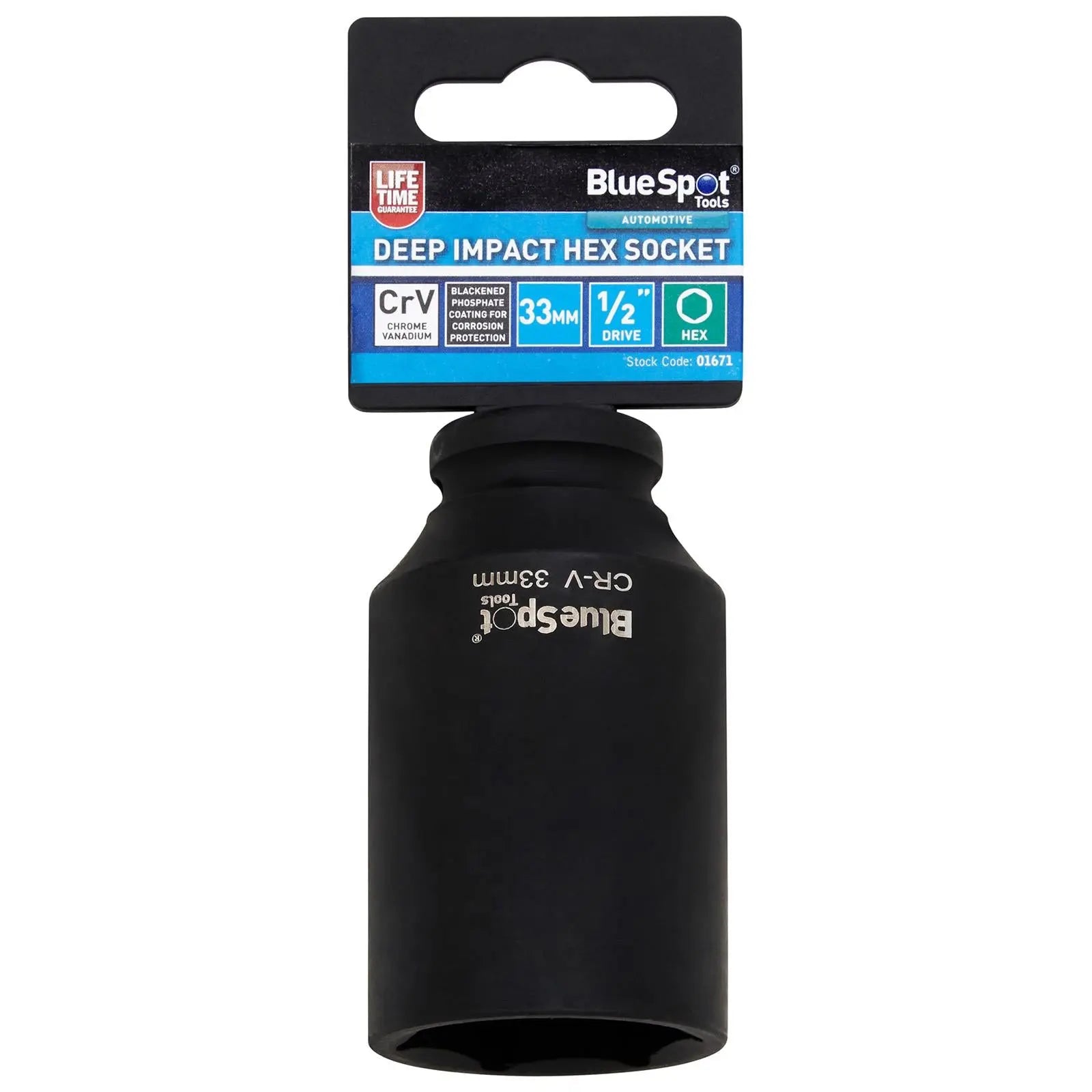 BlueSpot Deep Impact Socket 1/2" Drive 6 Point Hex Individual 8-41mm - Choose Size  White Rose Tools