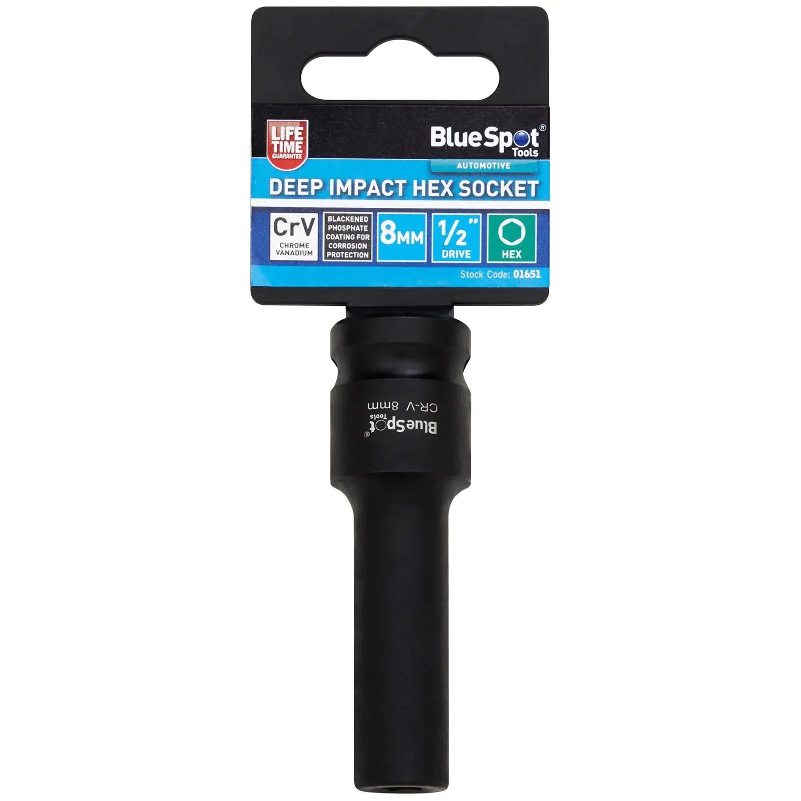 BlueSpot Deep Impact Socket 1/2" Drive 6 Point Hex Individual 8-41mm - Choose Size  White Rose Tools