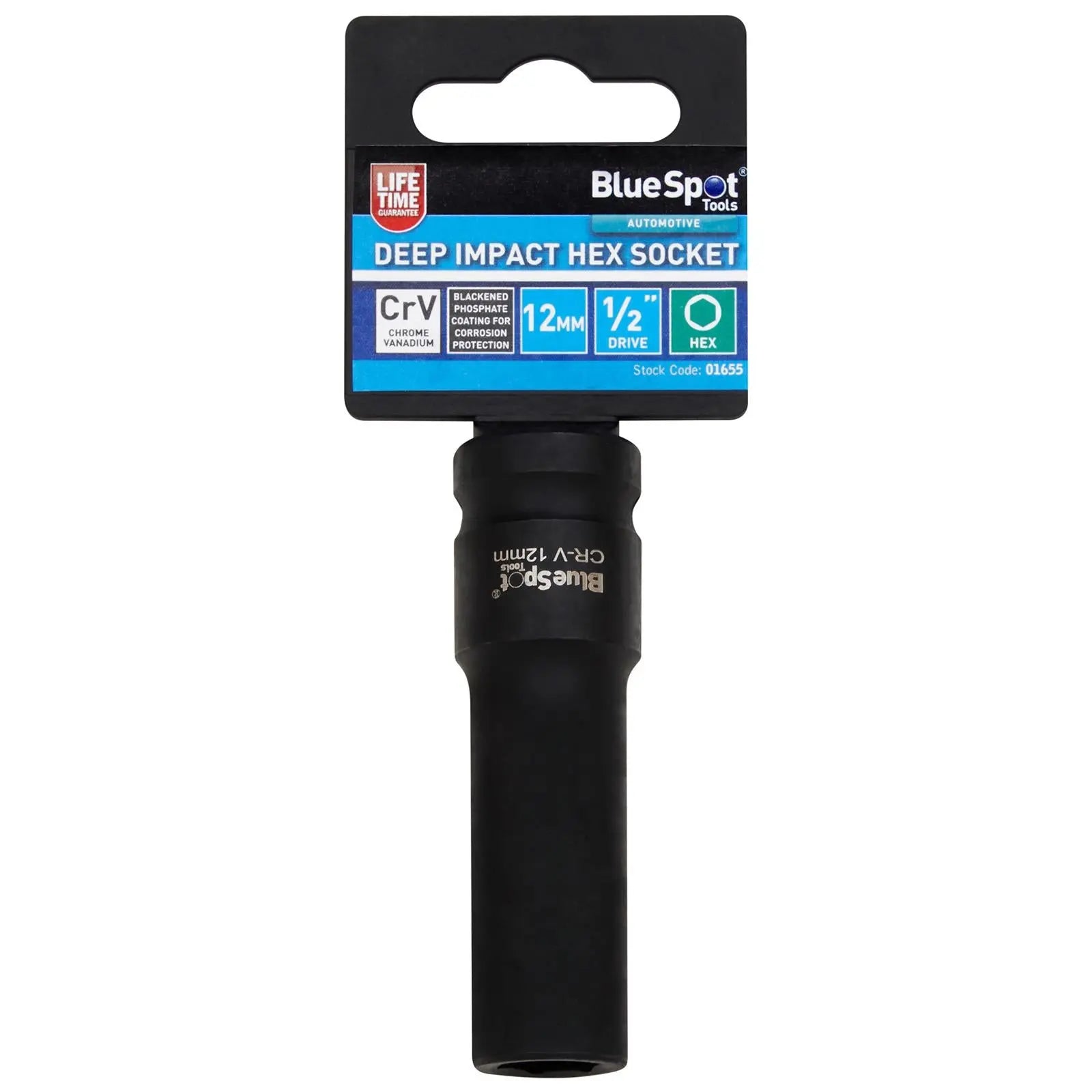 BlueSpot Deep Impact Socket 1/2" Drive 6 Point Hex Individual 8-41mm - Choose Size  White Rose Tools