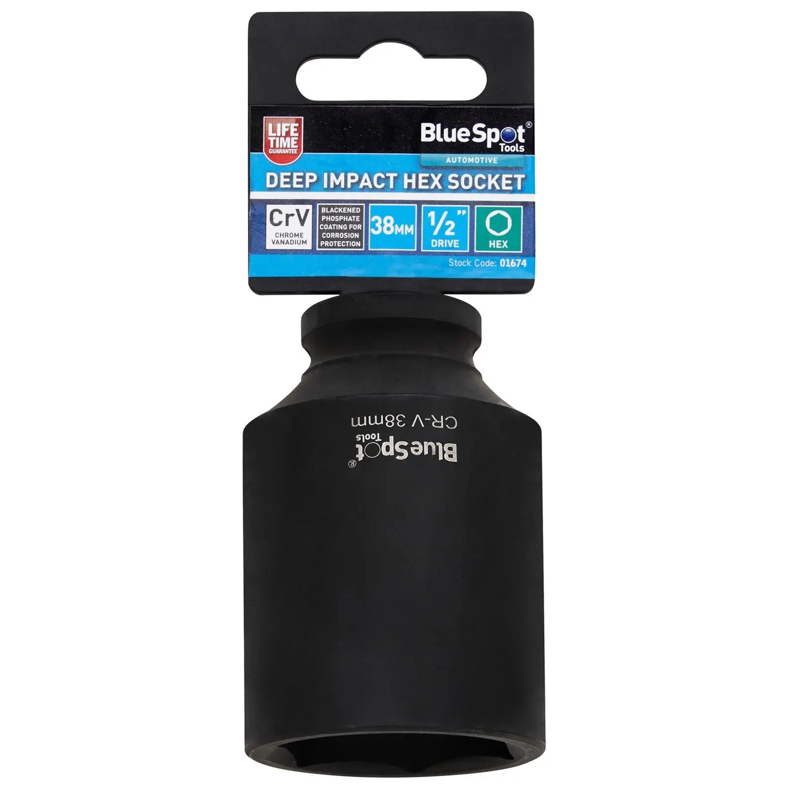 BlueSpot Deep Impact Socket 1/2" Drive 6 Point Hex Individual 8-41mm - Choose Size  White Rose Tools