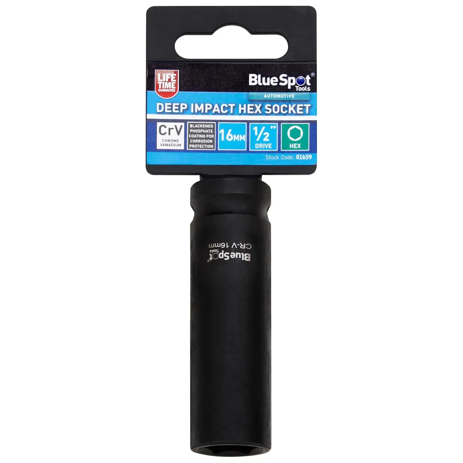 BlueSpot Deep Impact Socket 1/2" Drive 6 Point Hex Individual 8-41mm - Choose Size  White Rose Tools