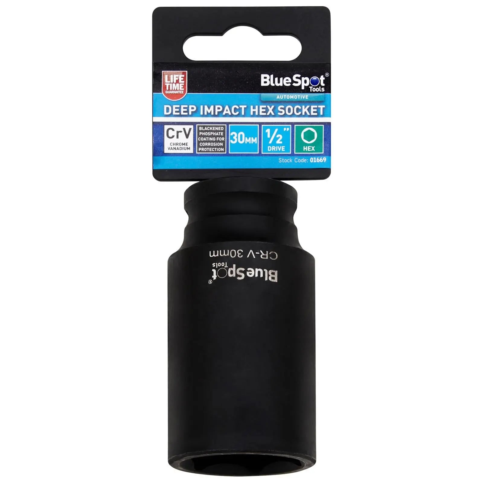 BlueSpot Deep Impact Socket 1/2" Drive 6 Point Hex Individual 8-41mm - Choose Size  White Rose Tools