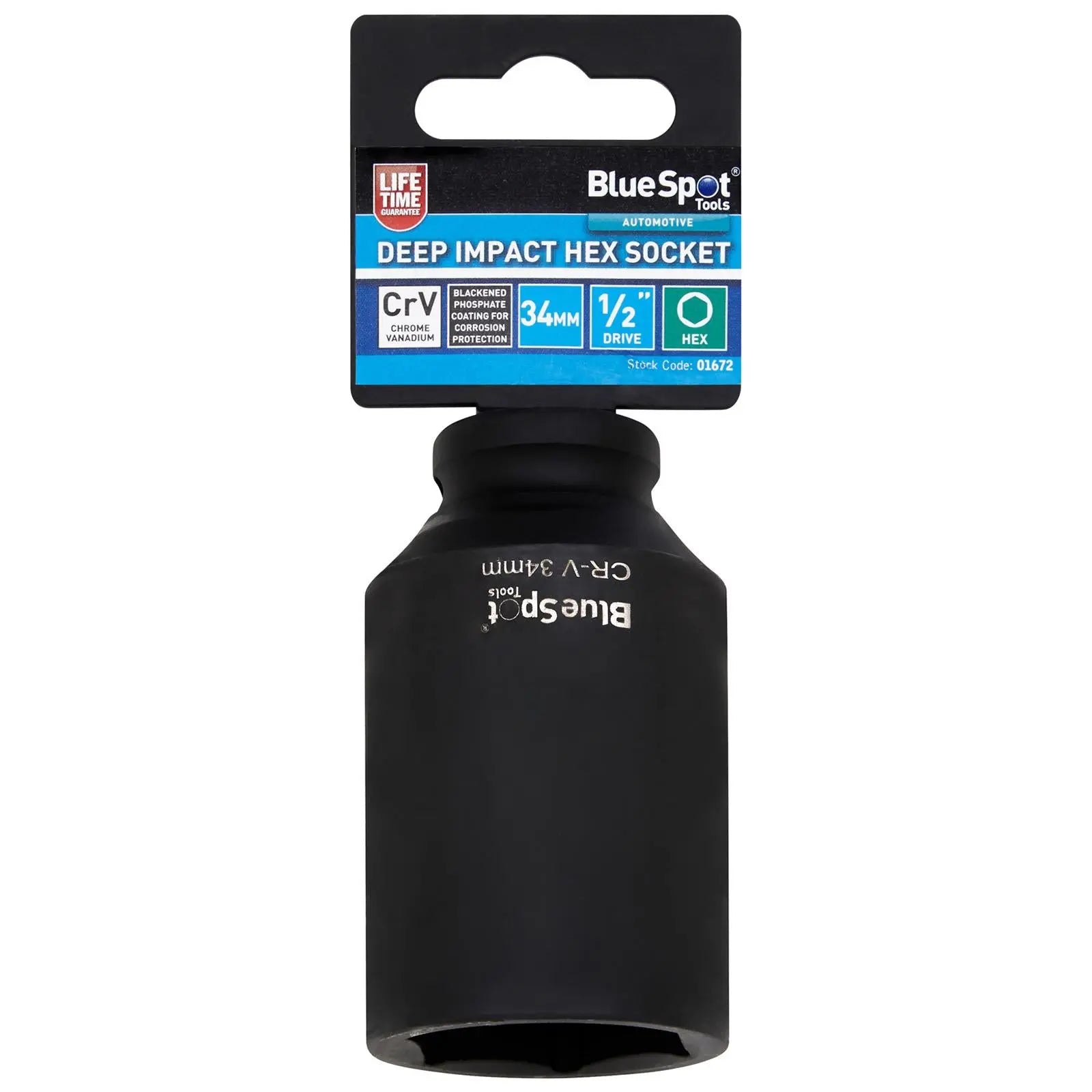 BlueSpot Deep Impact Socket 1/2" Drive 6 Point Hex Individual 8-41mm - Choose Size  White Rose Tools