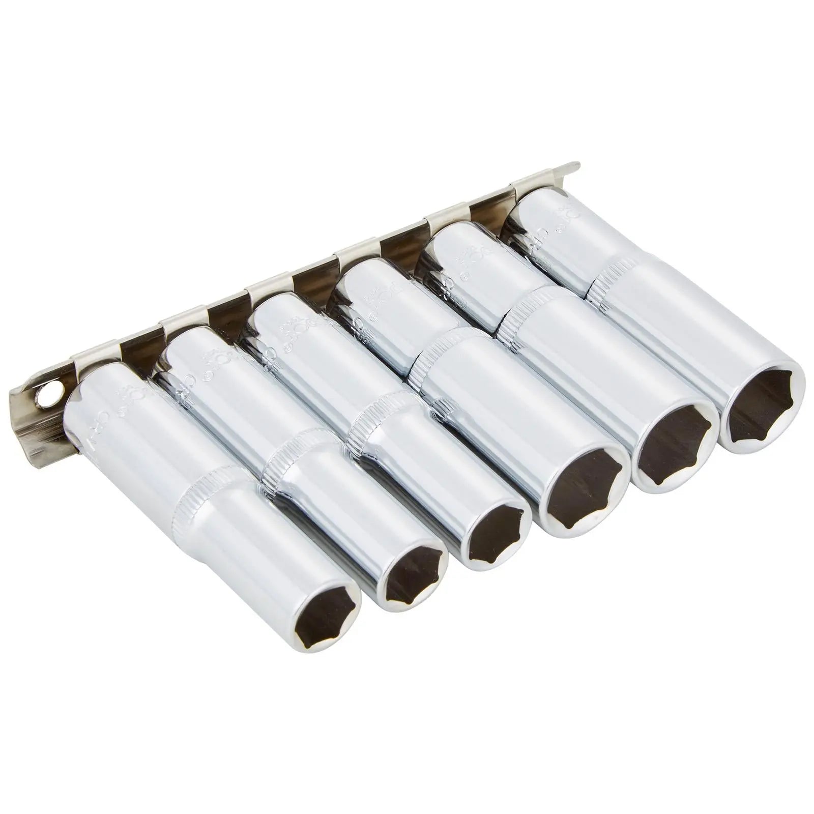 BlueSpot Deep Socket Set on Socket Rail 6 Piece 3/8" Drive Metric 10 and 13mm White Rose Tools