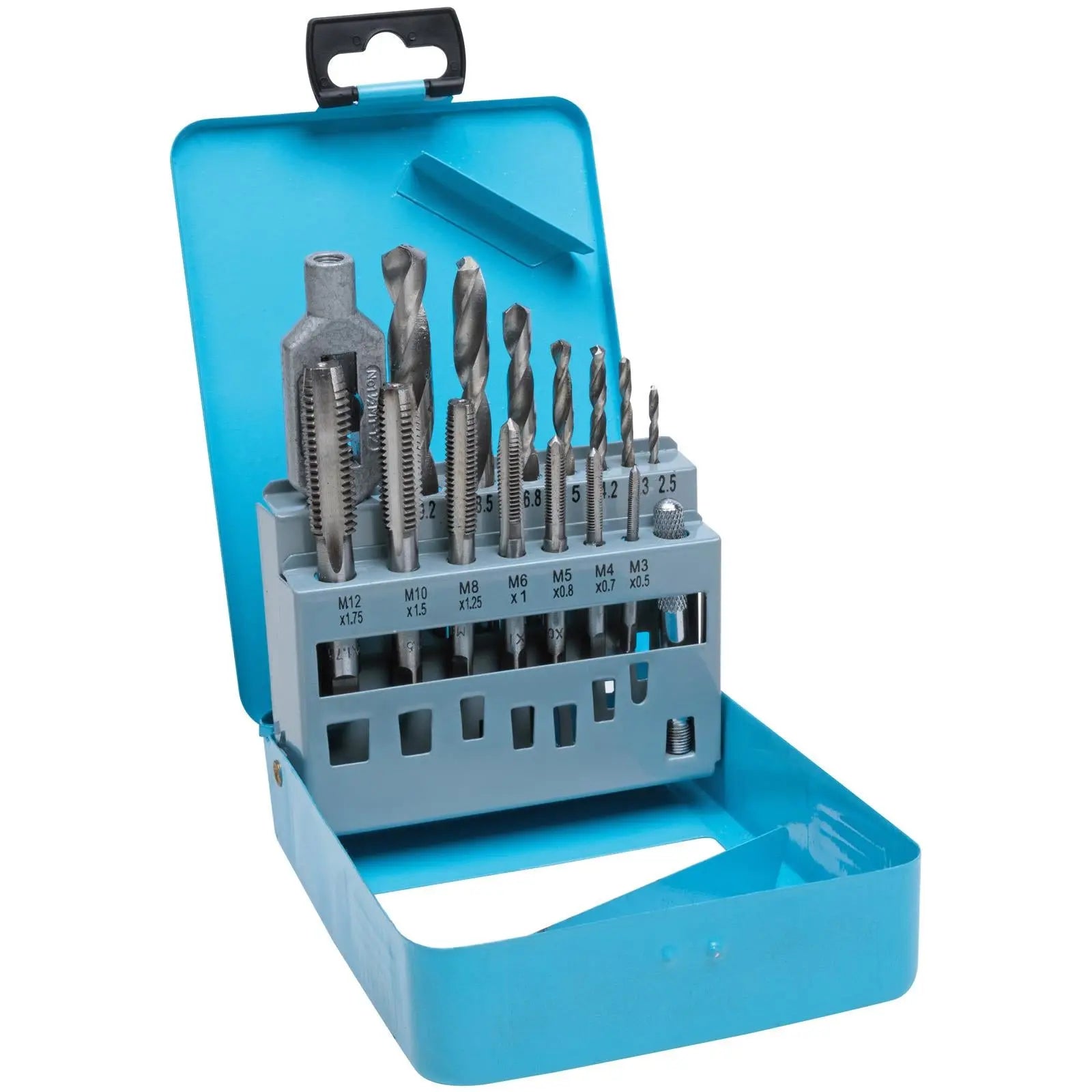 BlueSpot Drill and Tap Set M3-M12 15 Piece White Rose Tools